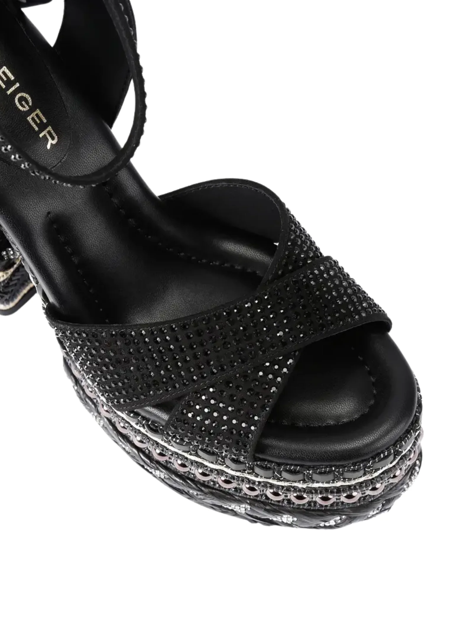 Sandali con zeppa e foulard Kurt Geiger nero - Image 4