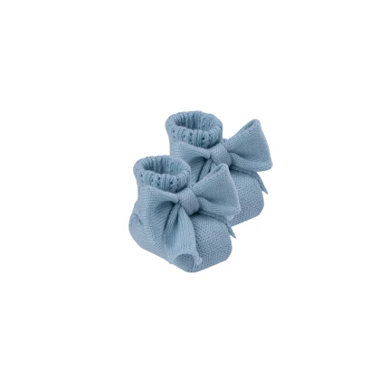 Scarpe da culla Marlù azzurre con maxi fiocco applicato