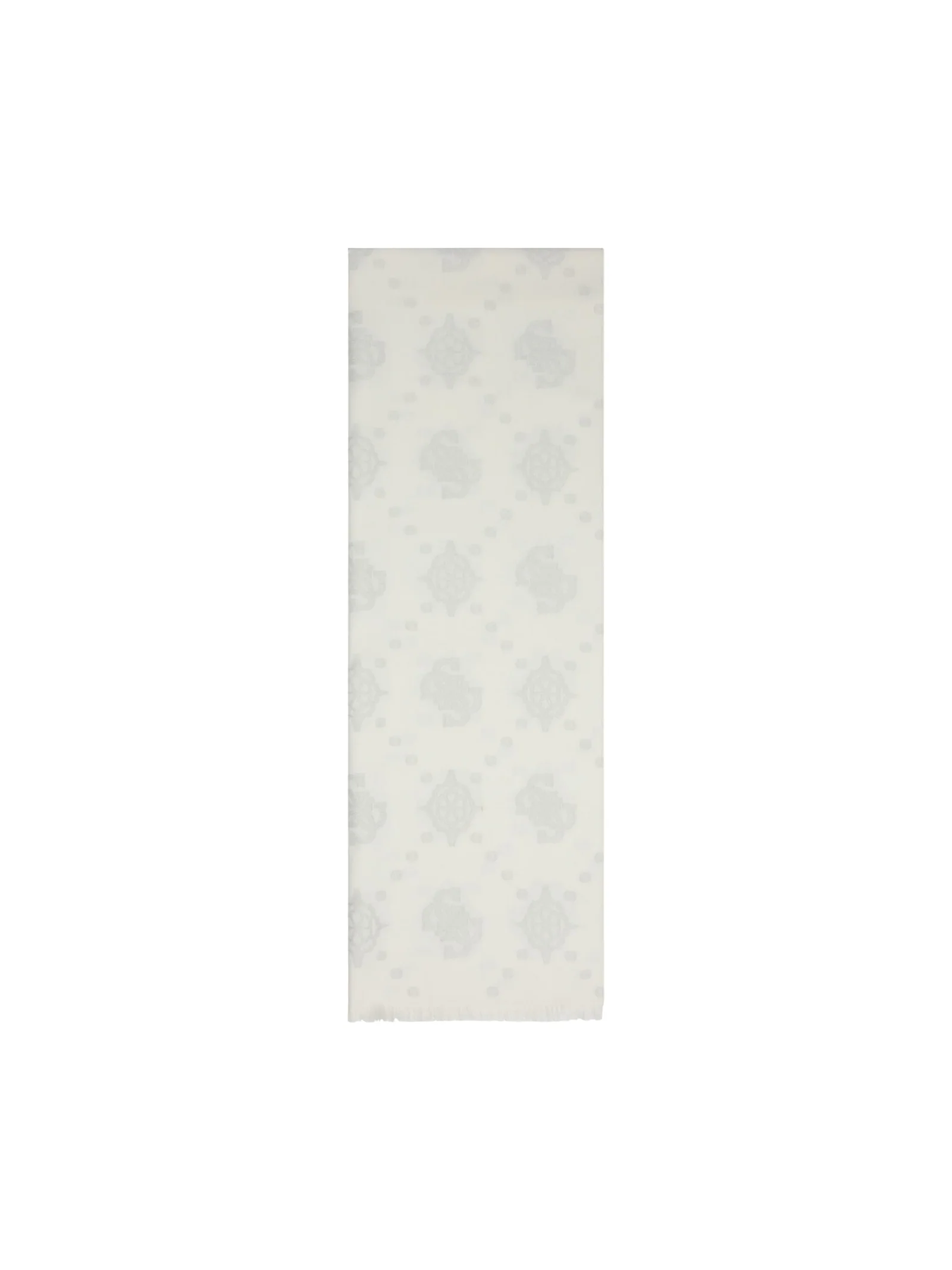 Sciarpa Guess bianca con logo 4G e orlo sfrangiato