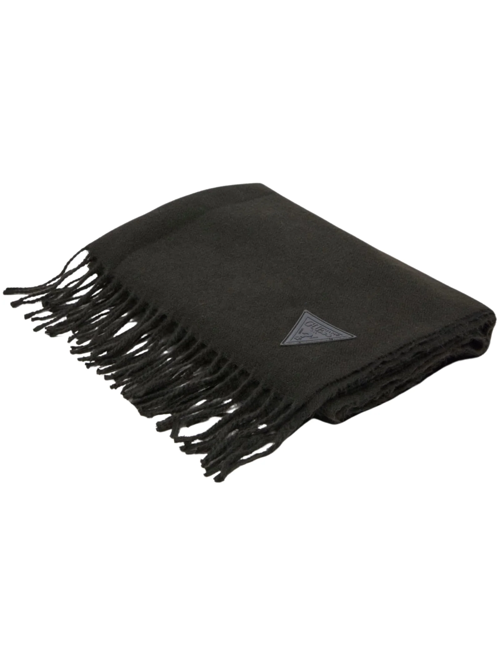 Sciarpa Guess nera con logo triangolare e frange ai bordi - Image 2