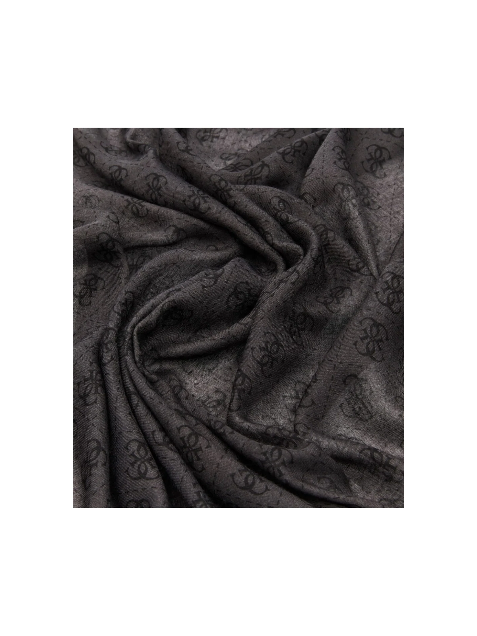 Sciarpa Guess nera con stampa monogram e bordo con logo - Image 3