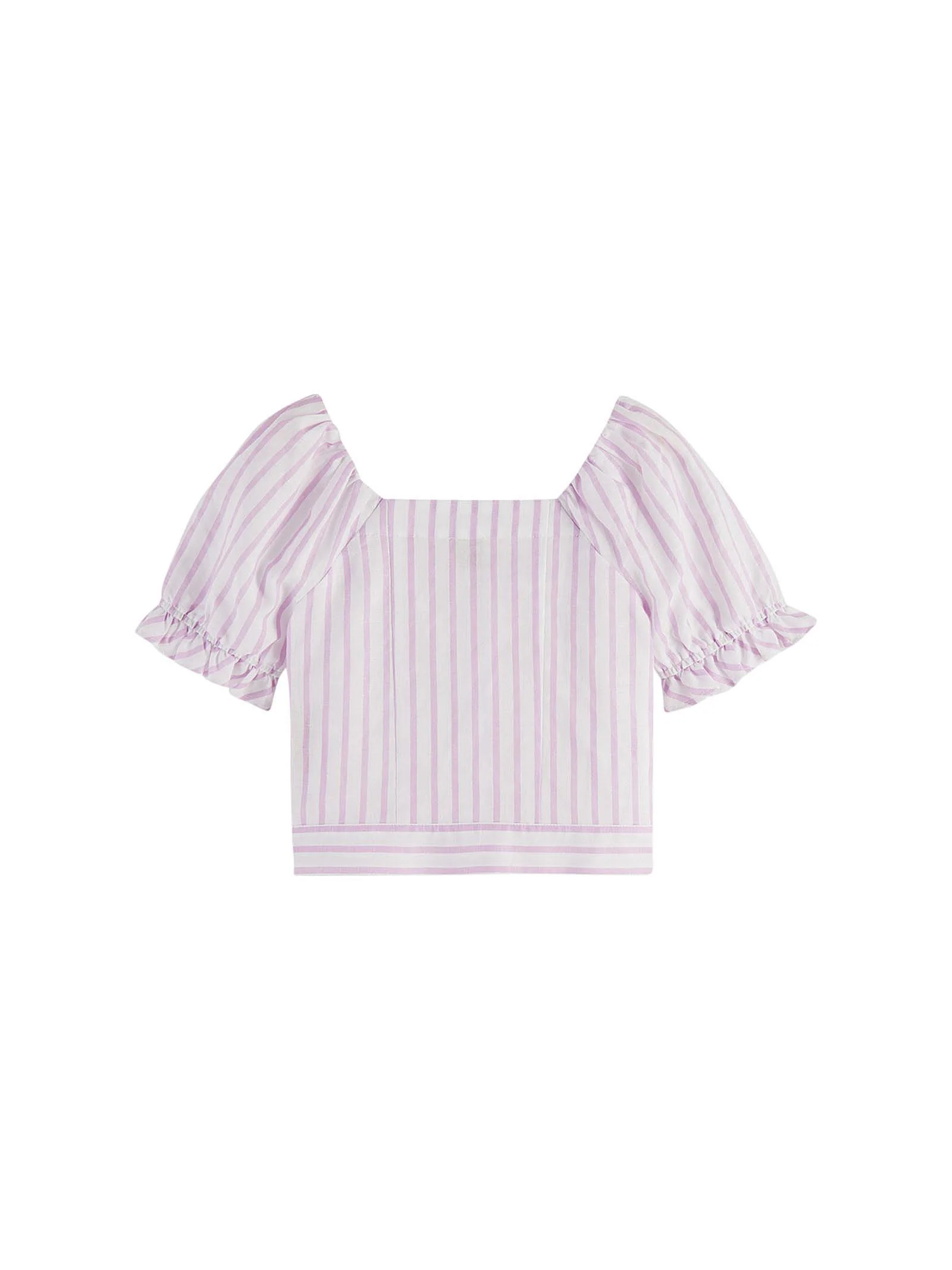Blusa scollo a barca rosa e bianca - Image 2