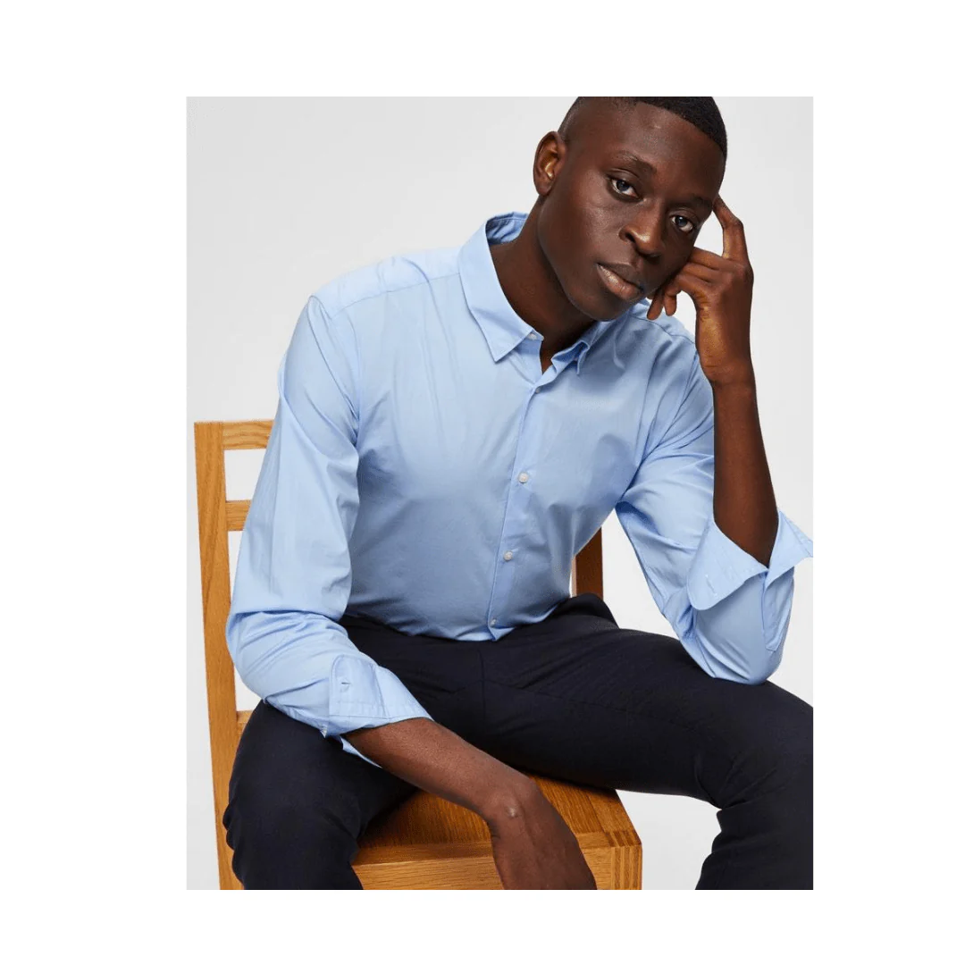 Camicia azzurra slim fit Selected - Image 3