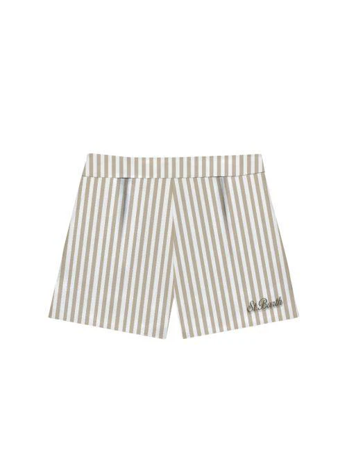 Shorts "Amani" Saint Barth a righe beige