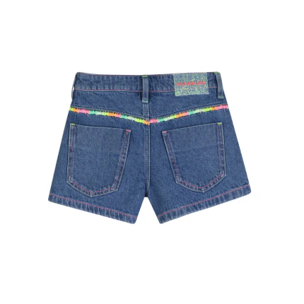 Shorts Billie Blush blu con ricami arcobaleno - Image 2