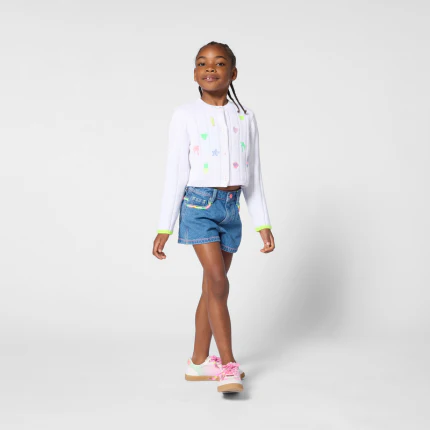 Shorts Billie Blush blu con ricami arcobaleno - Image 4
