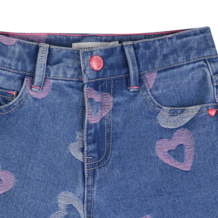 Shorts Billie Blush blu con ricamo cuori all over - Image 3