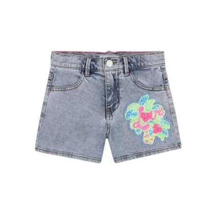 Shorts Billie Blush grigi in denim con dettaglio in paillettes
