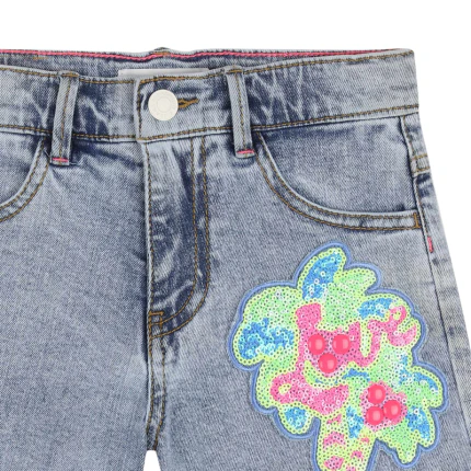 Shorts Billie Blush grigi in denim con dettaglio in paillettes - Image 3