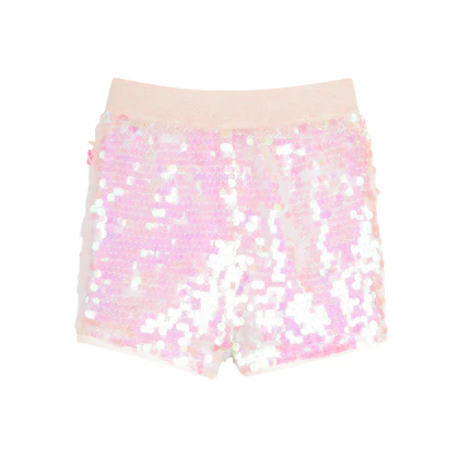 Shorts Billie Blush rosa con paillettes all over