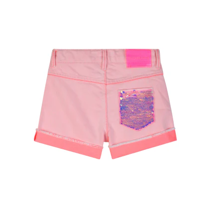 Shorts Billie Blush rosa con paillettes iridescenti sul retro - Image 2