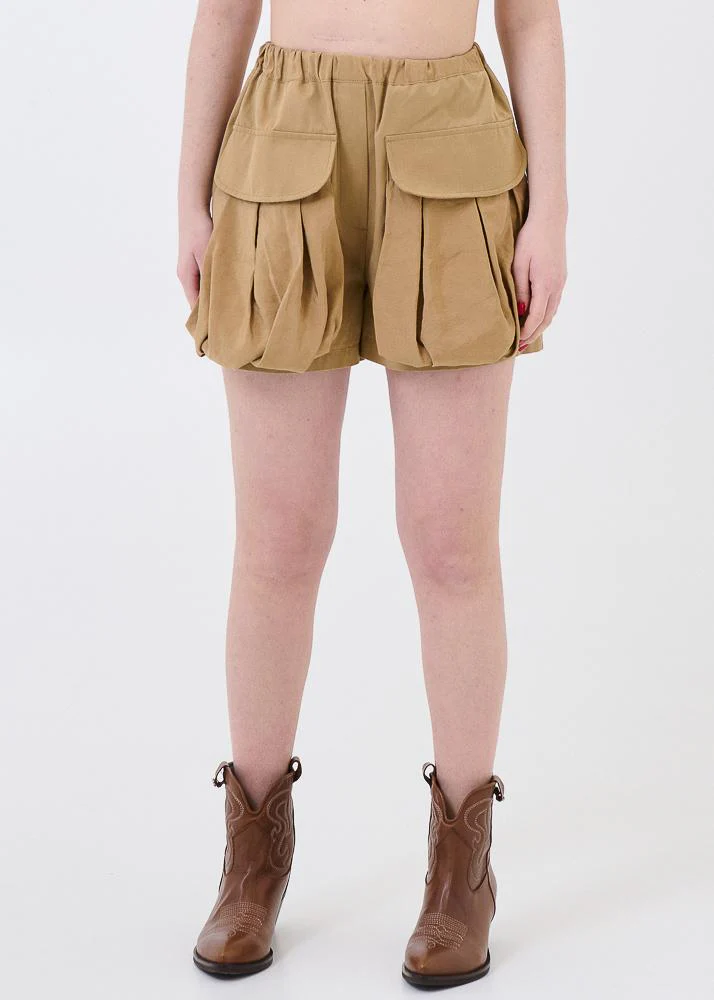 Shorts con tasconi arricciati Haveone beige