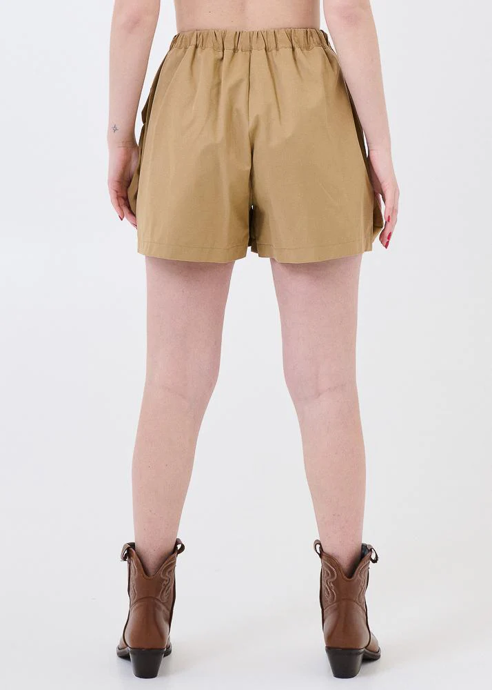 Shorts con tasconi arricciati Haveone beige - Image 3