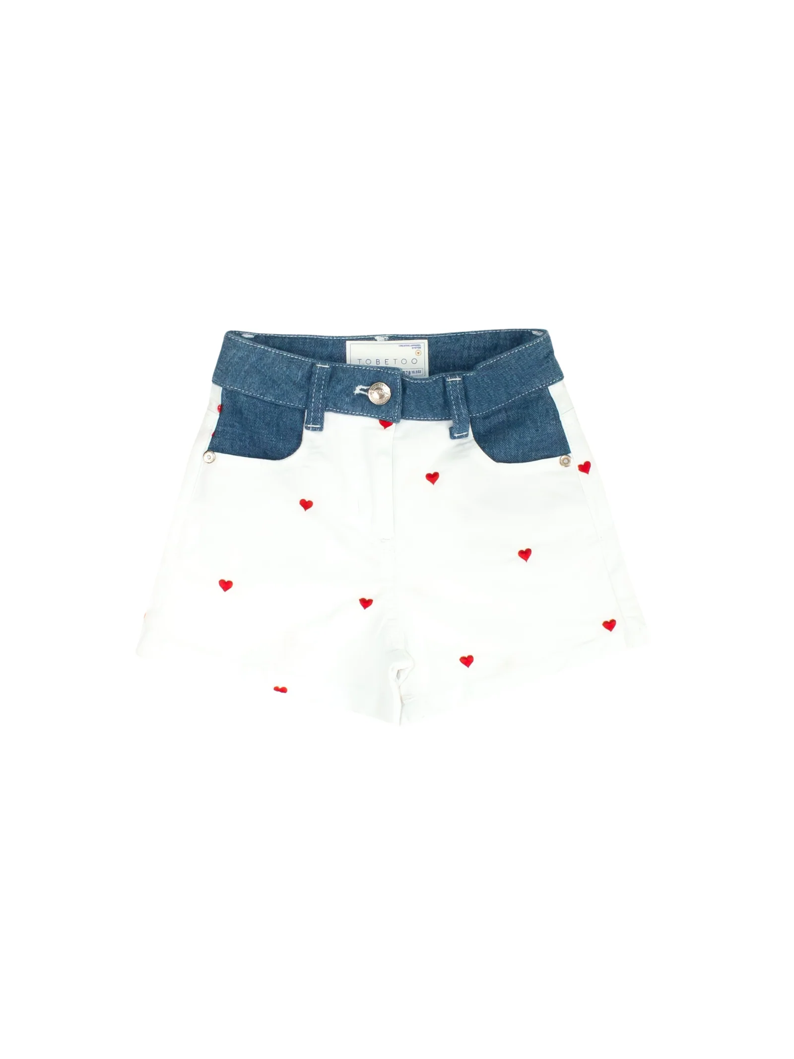 Shorts in bullTobetoo bianco con cuoricini