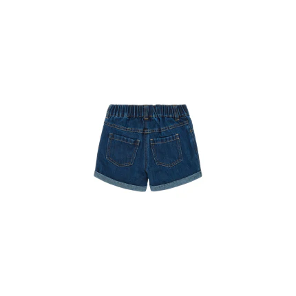 Shorts in denim Moschino blu con patch teddy e risvolti - Image 2