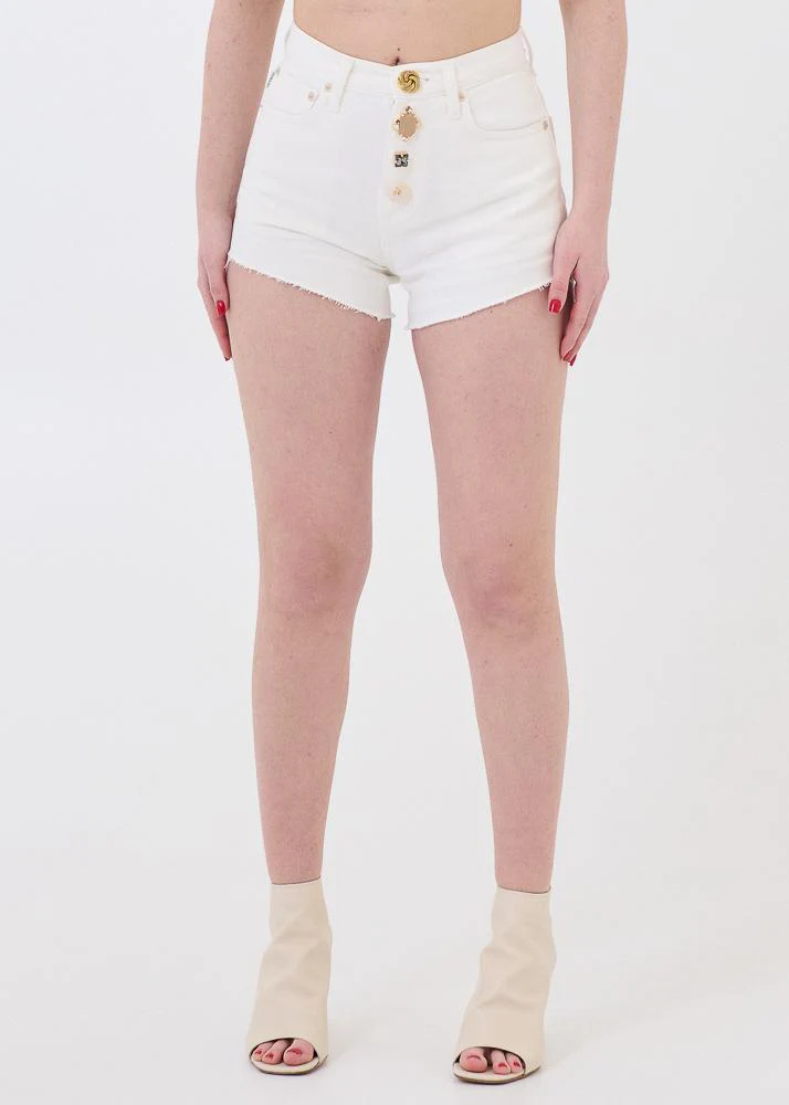 Shorts in denim Vicolo bianco naturale con bottoni gioiello