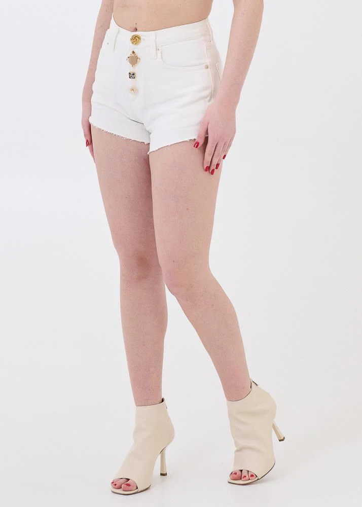 Shorts in denim Vicolo bianco naturale con bottoni gioiello - Image 2