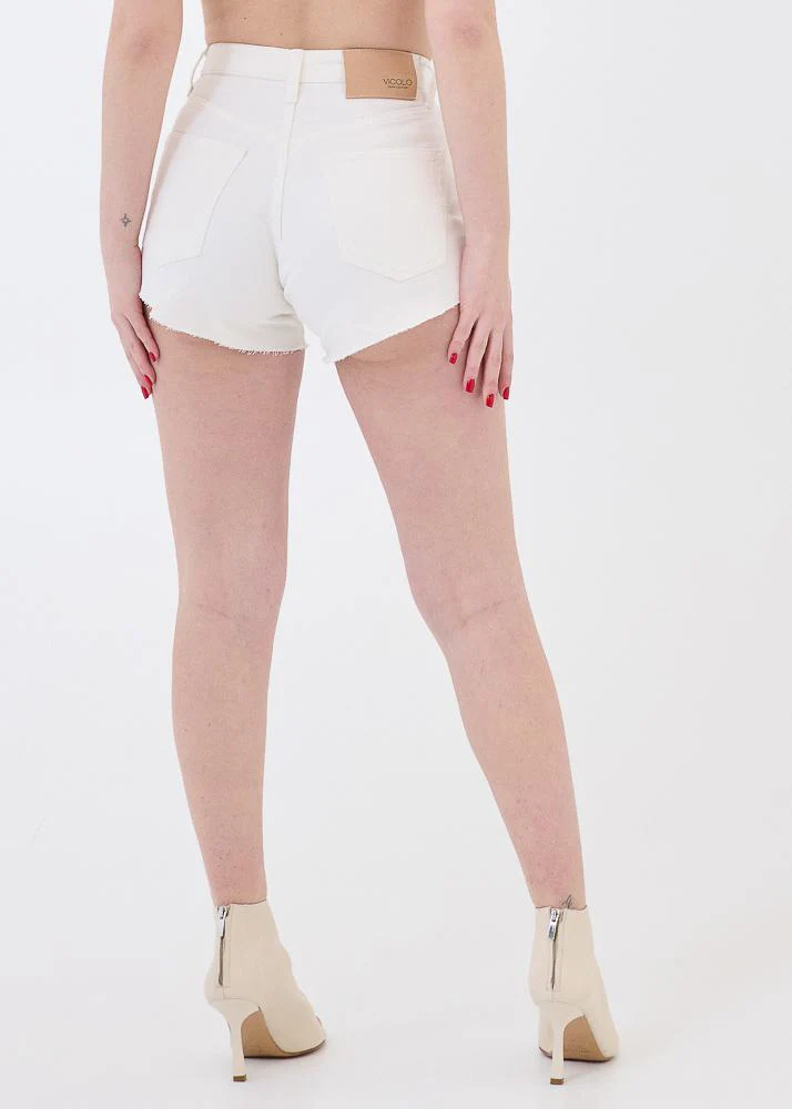 Shorts in denim Vicolo bianco naturale con bottoni gioiello - Image 3