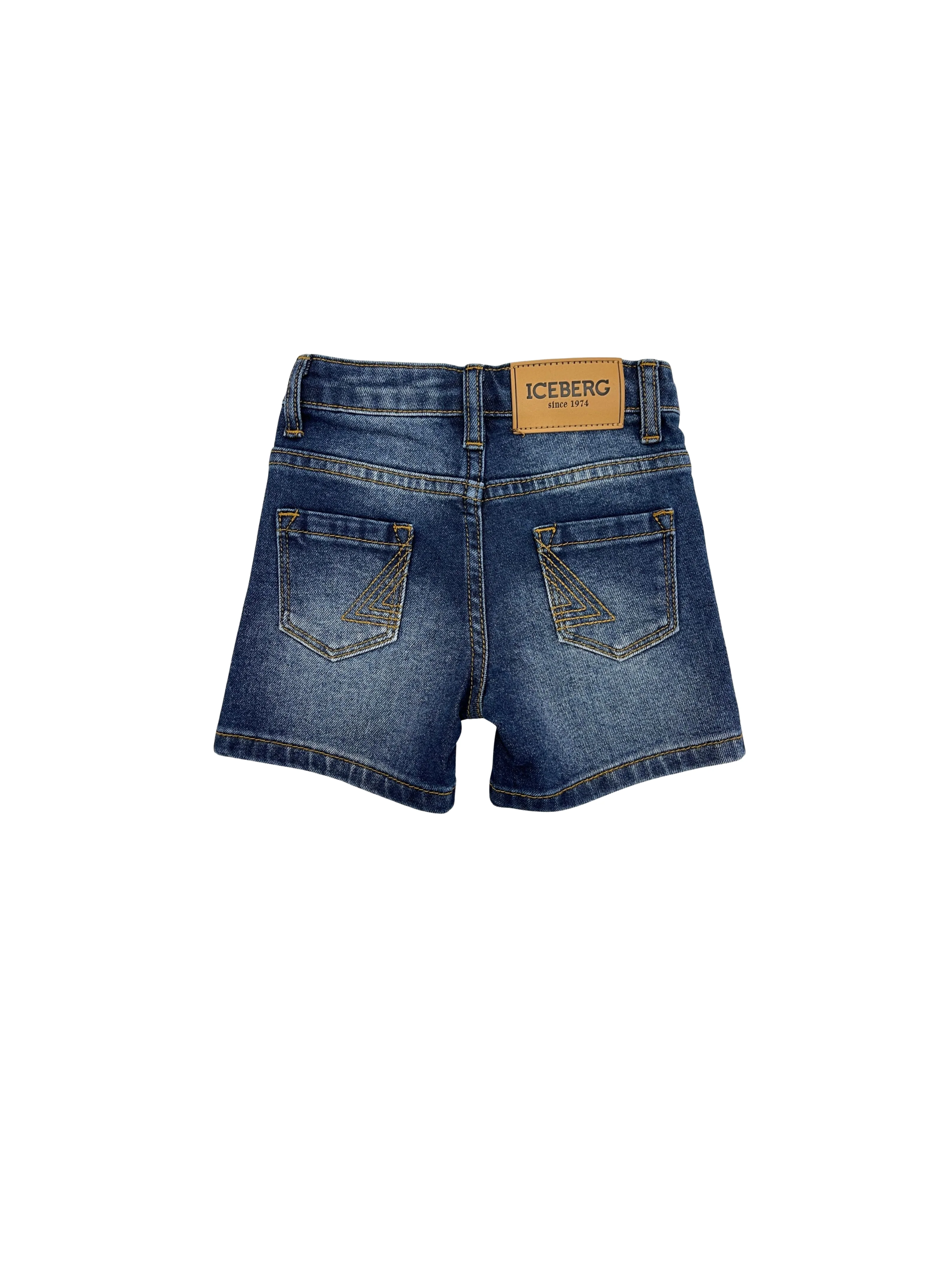 Shorts in jeans Iceberg blu con patch logo verde - Image 2