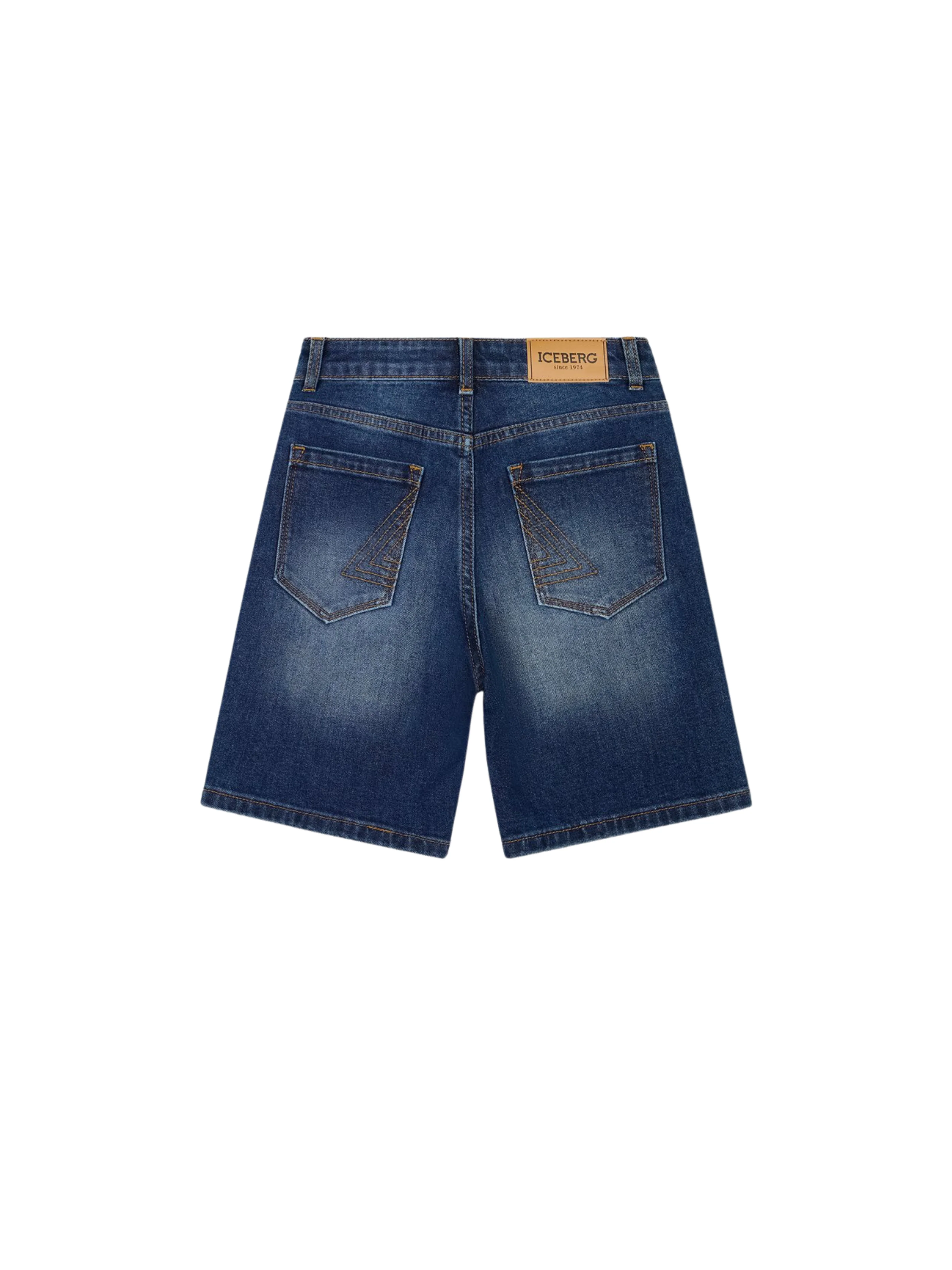 Shorts in jeans Iceberg blu con patch logo verde - Image 2