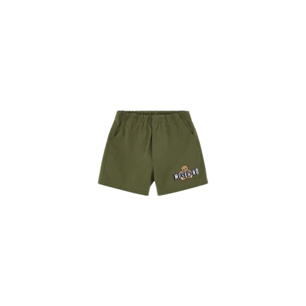 Shorts Moschino verde militare con teddy logo