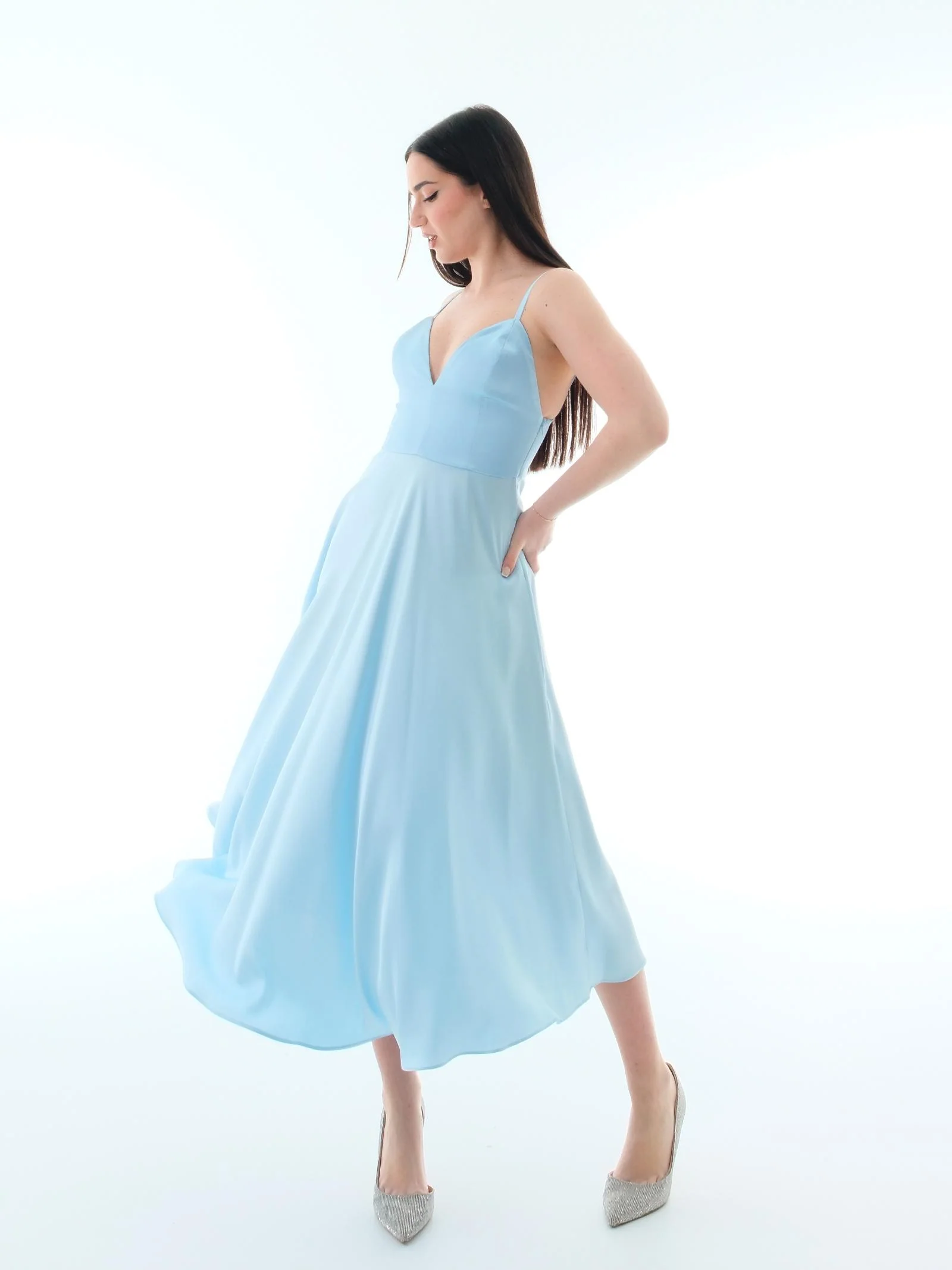 Abito "Vyvian" Silence Limited azzurro satinato - Image 2
