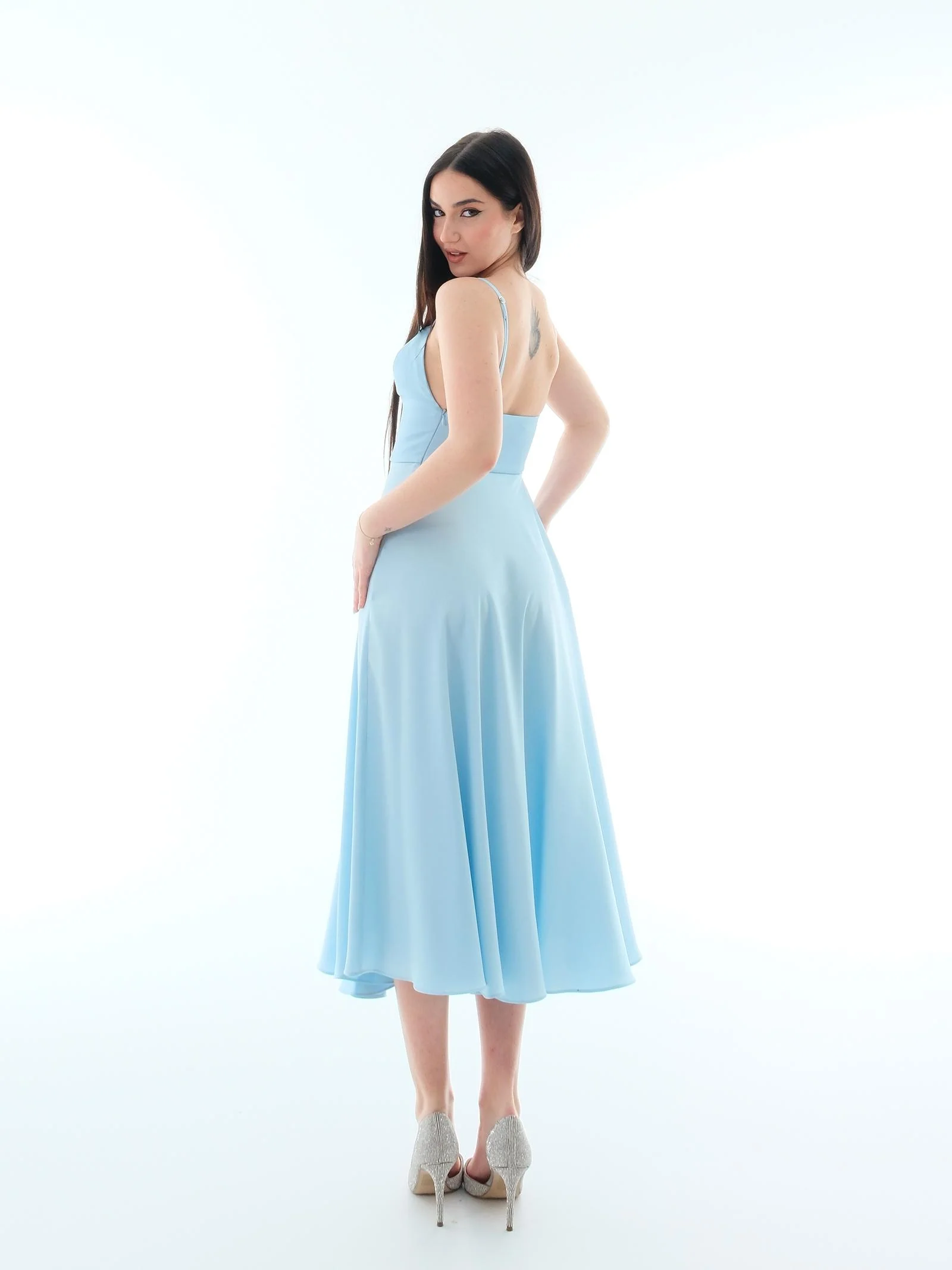 Abito "Vyvian" Silence Limited azzurro satinato - Image 3
