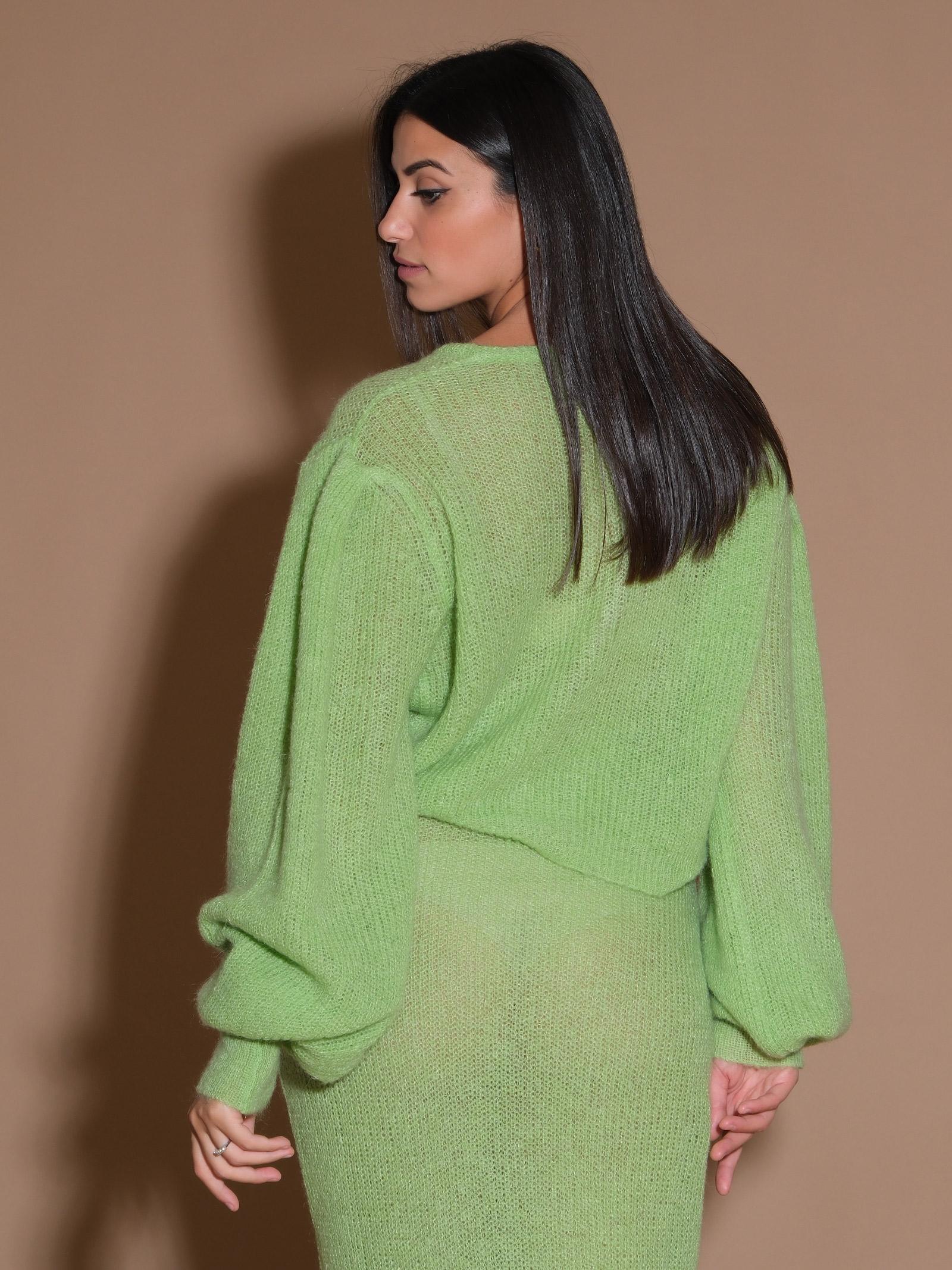 Cardigan verde mela in misto lana mohair - Image 3