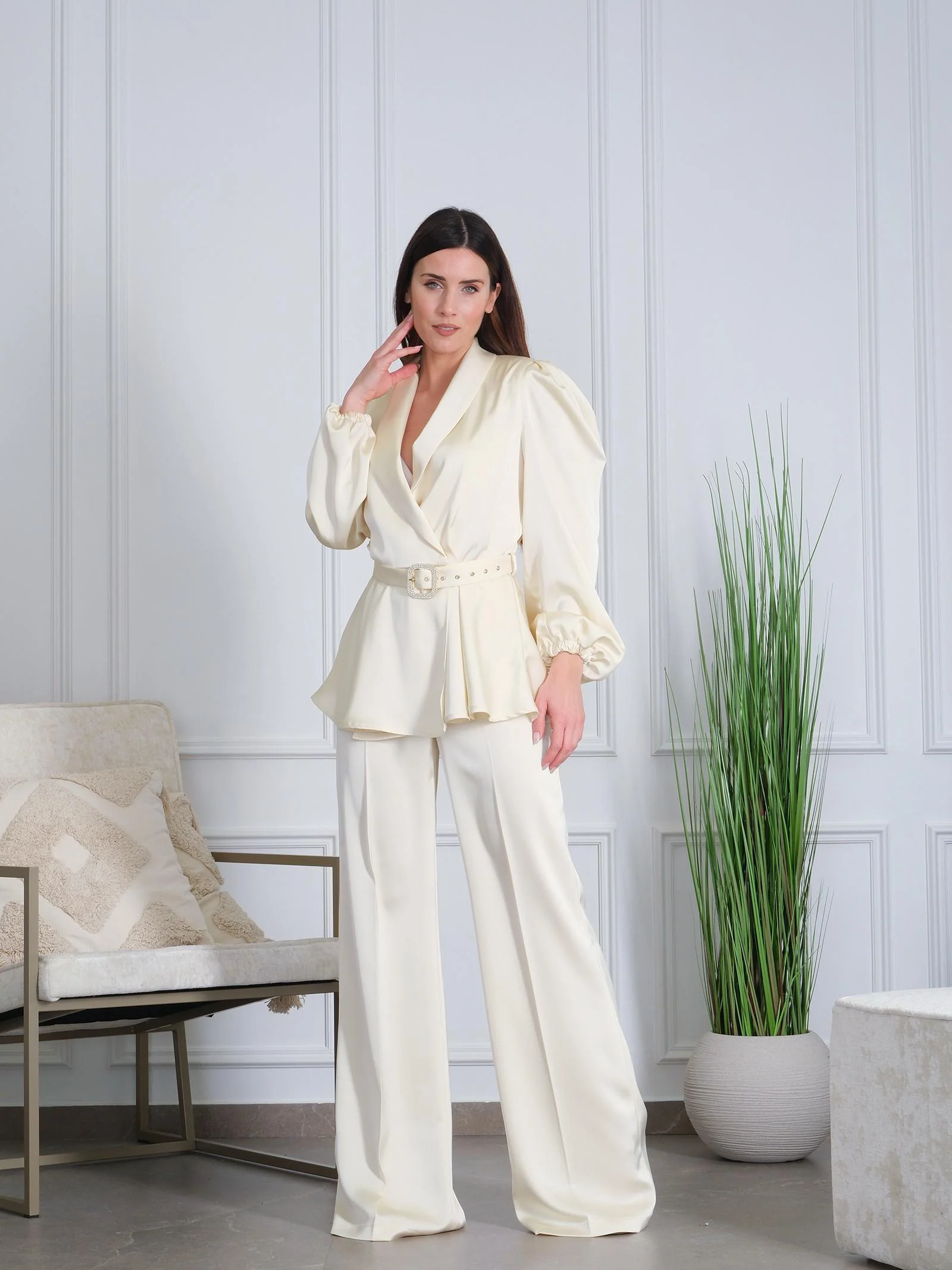 Giacca "kimono strass" Silence Limited crema - Image 4