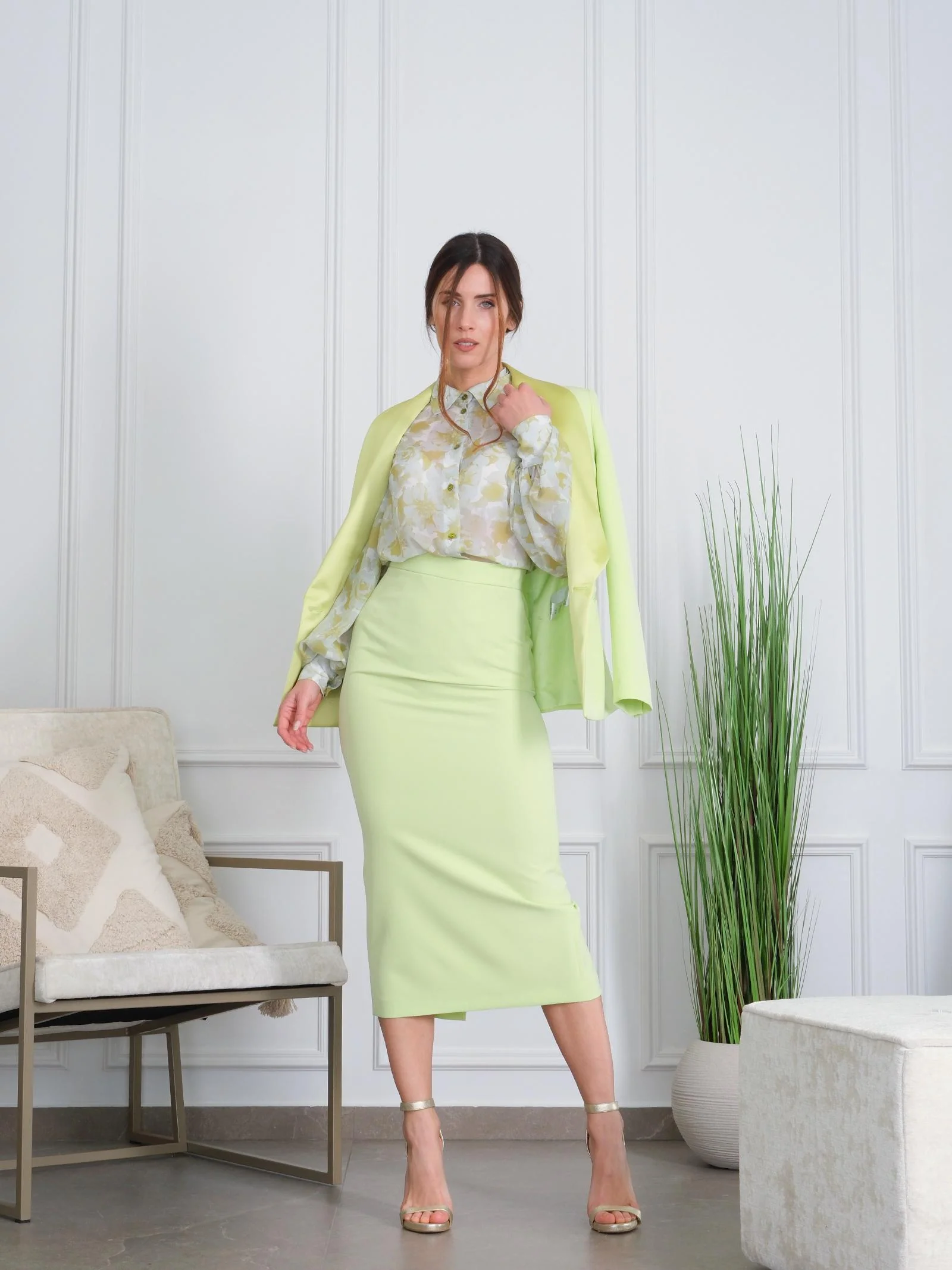 Gonna lunga a vita alta Silence Limited verde - Image 4