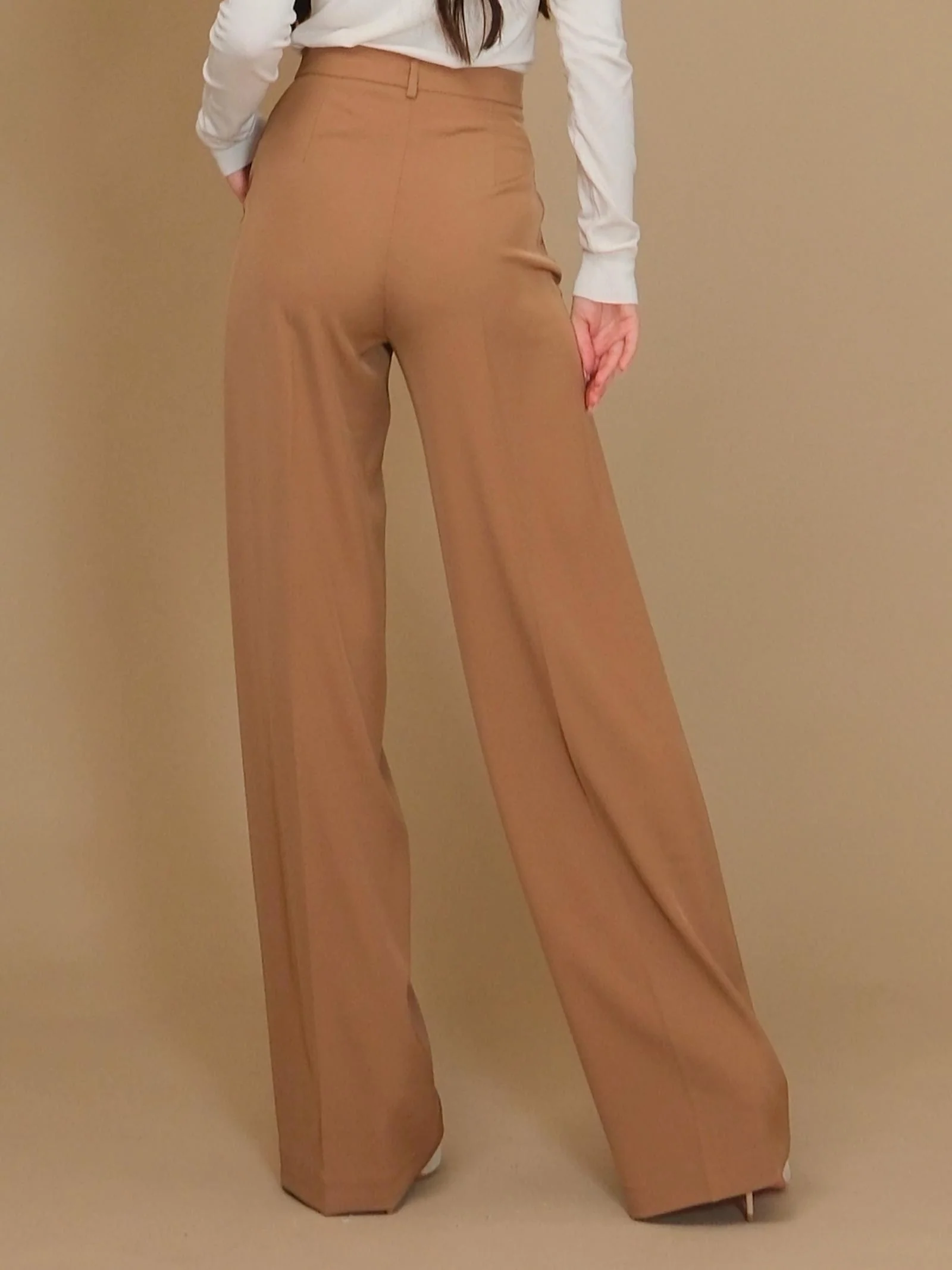 Pantalone "agata" Silence Limited cammello a palazzo - Image 3