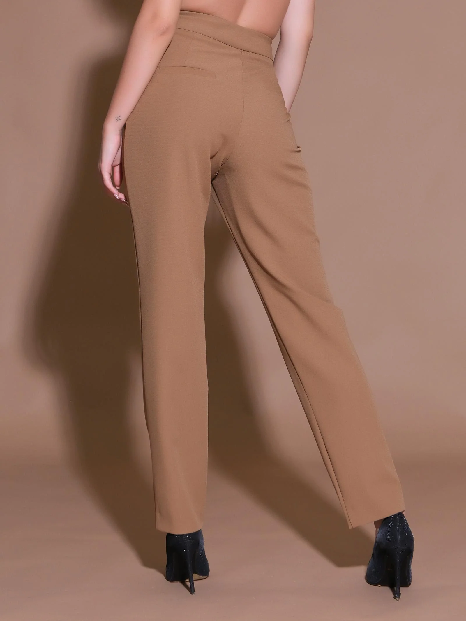 Pantalone basic crepe cammello - Image 3