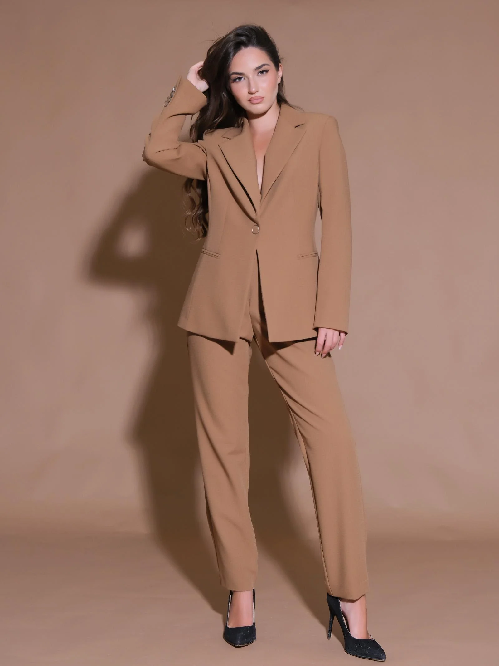 Pantalone basic crepe cammello - Image 4