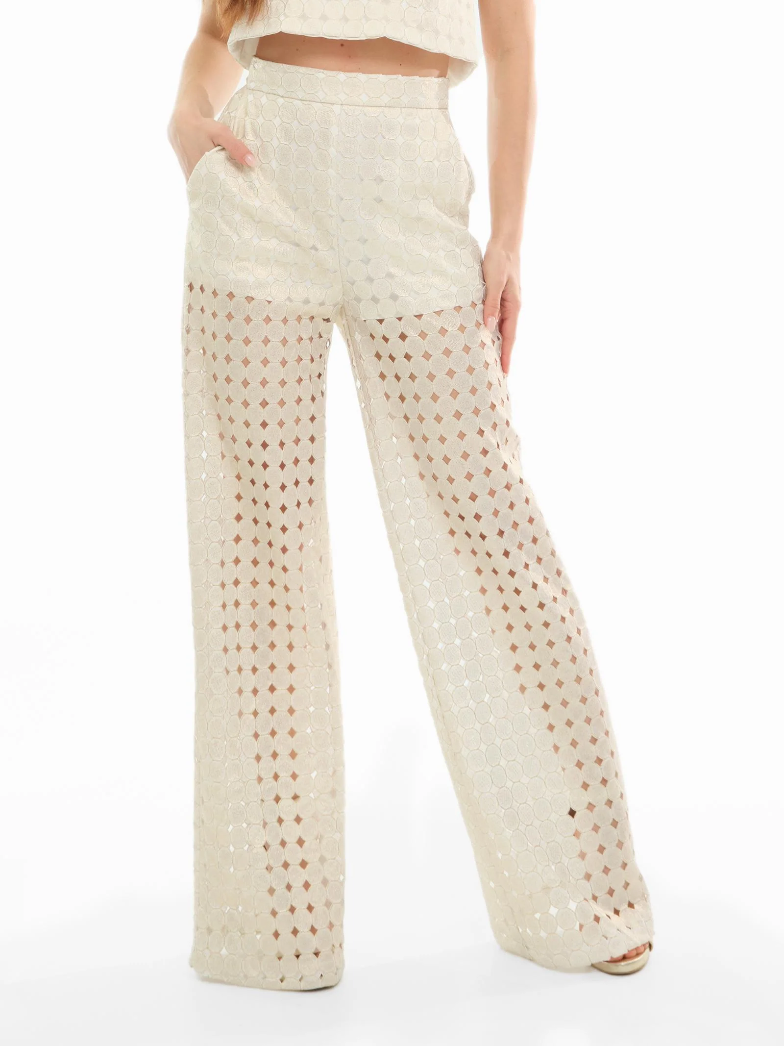 Pantalone "circle" Silence Limited avorio traforato - Image 2