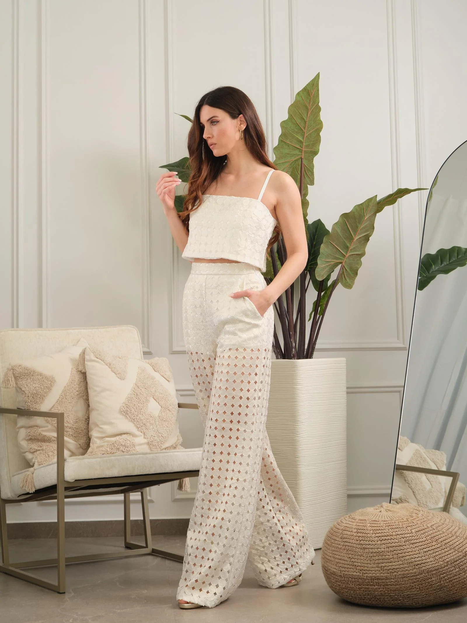 Pantalone "circle" Silence Limited avorio traforato - Image 4