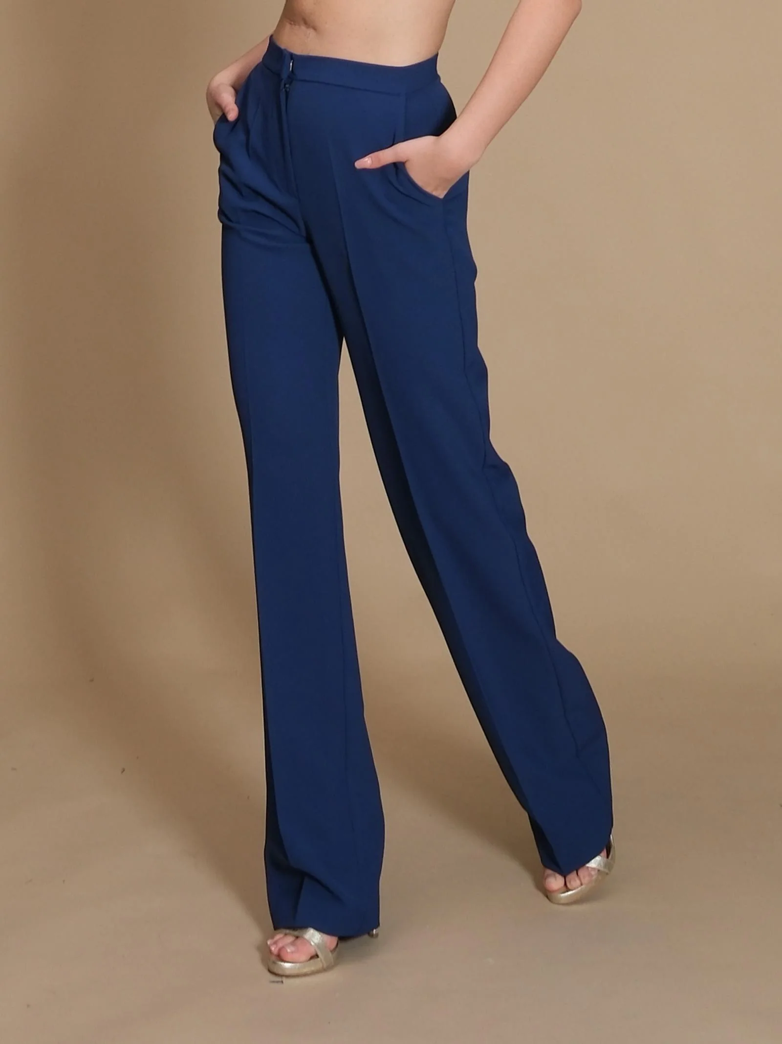 Pantalone Crepe Silence Limited a zampa blu navy - Image 2
