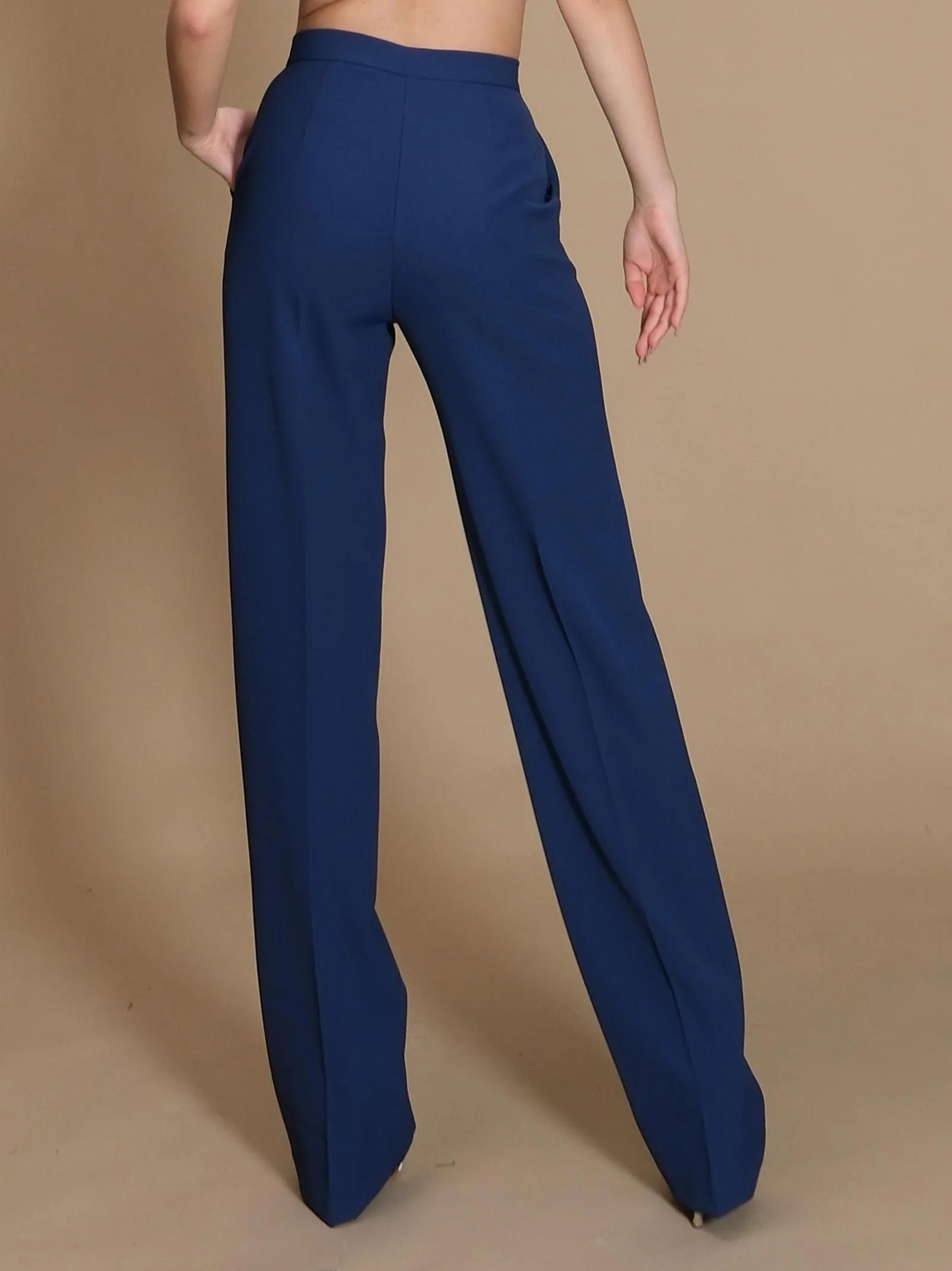 Pantalone Crepe Silence Limited a zampa blu navy - Image 3