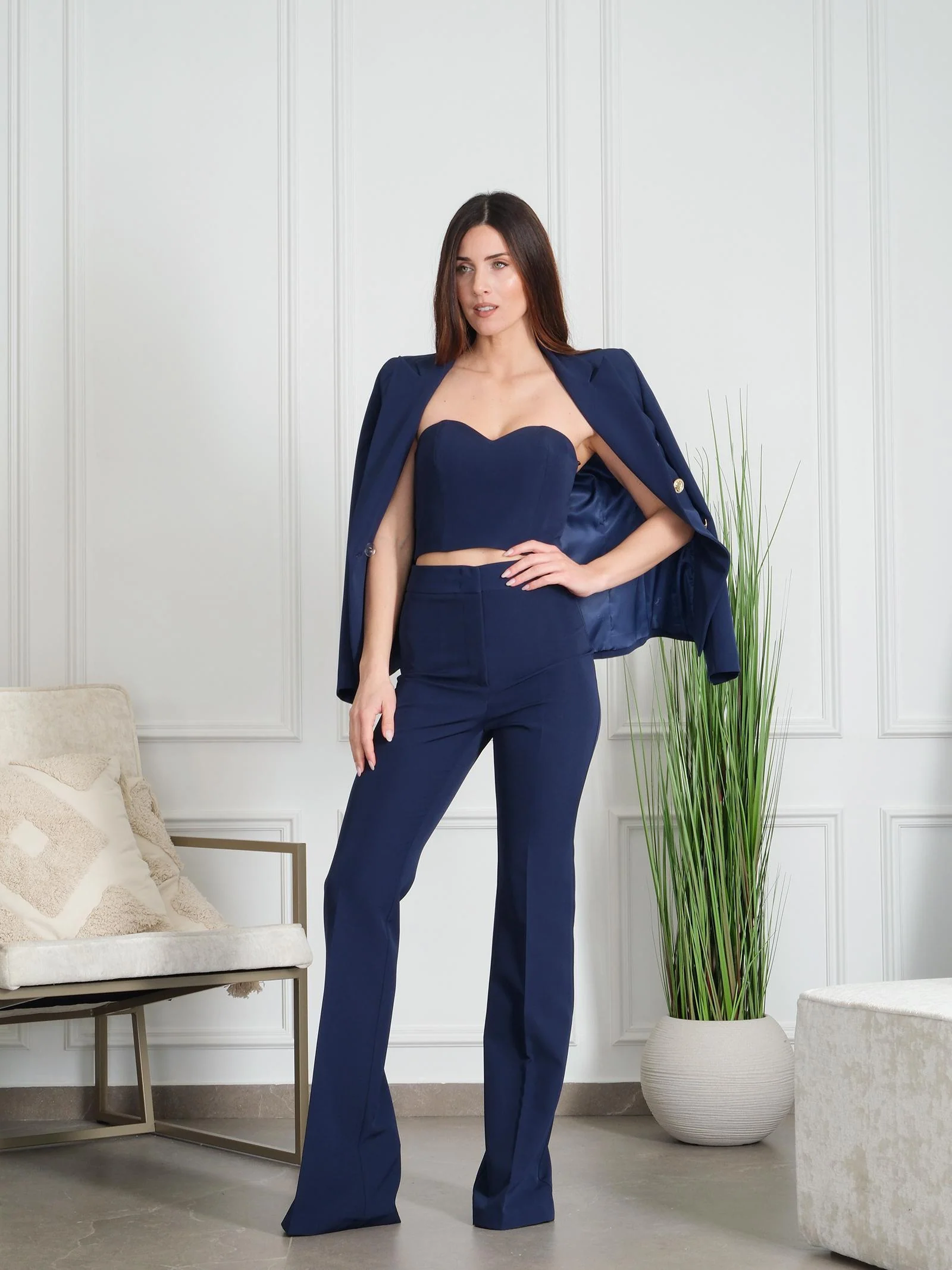 Pantalone "flare" Silence Limited blu navy - Image 4