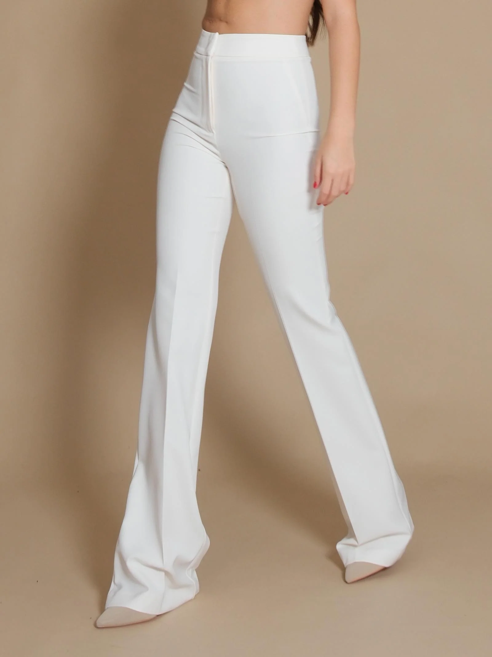 Pantalone flare Silence Limited vita alta mezza zampa bianco - Image 2