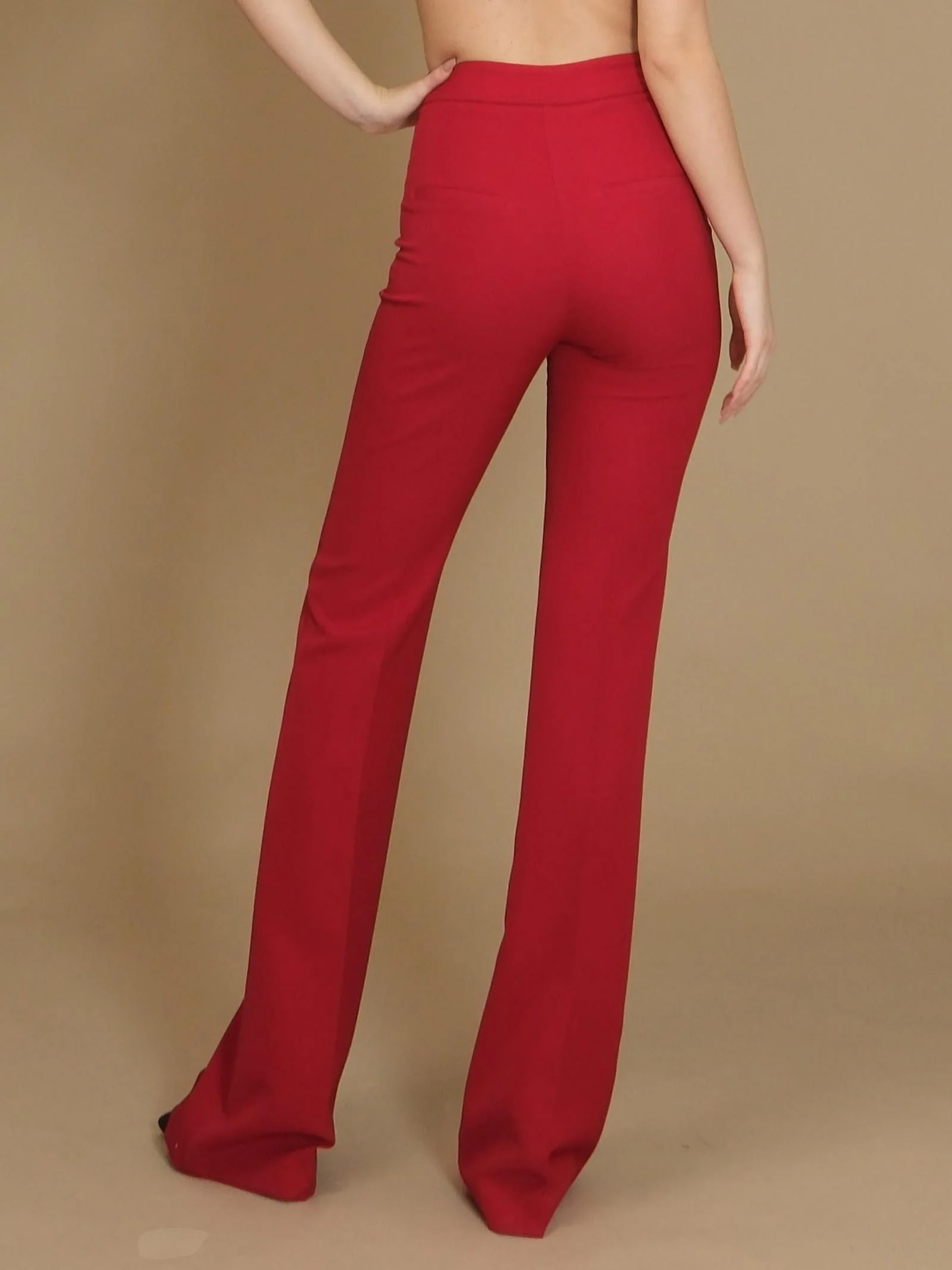 Pantalone flare Silence Limited vita alta mezza zampa bordeaux - Image 3