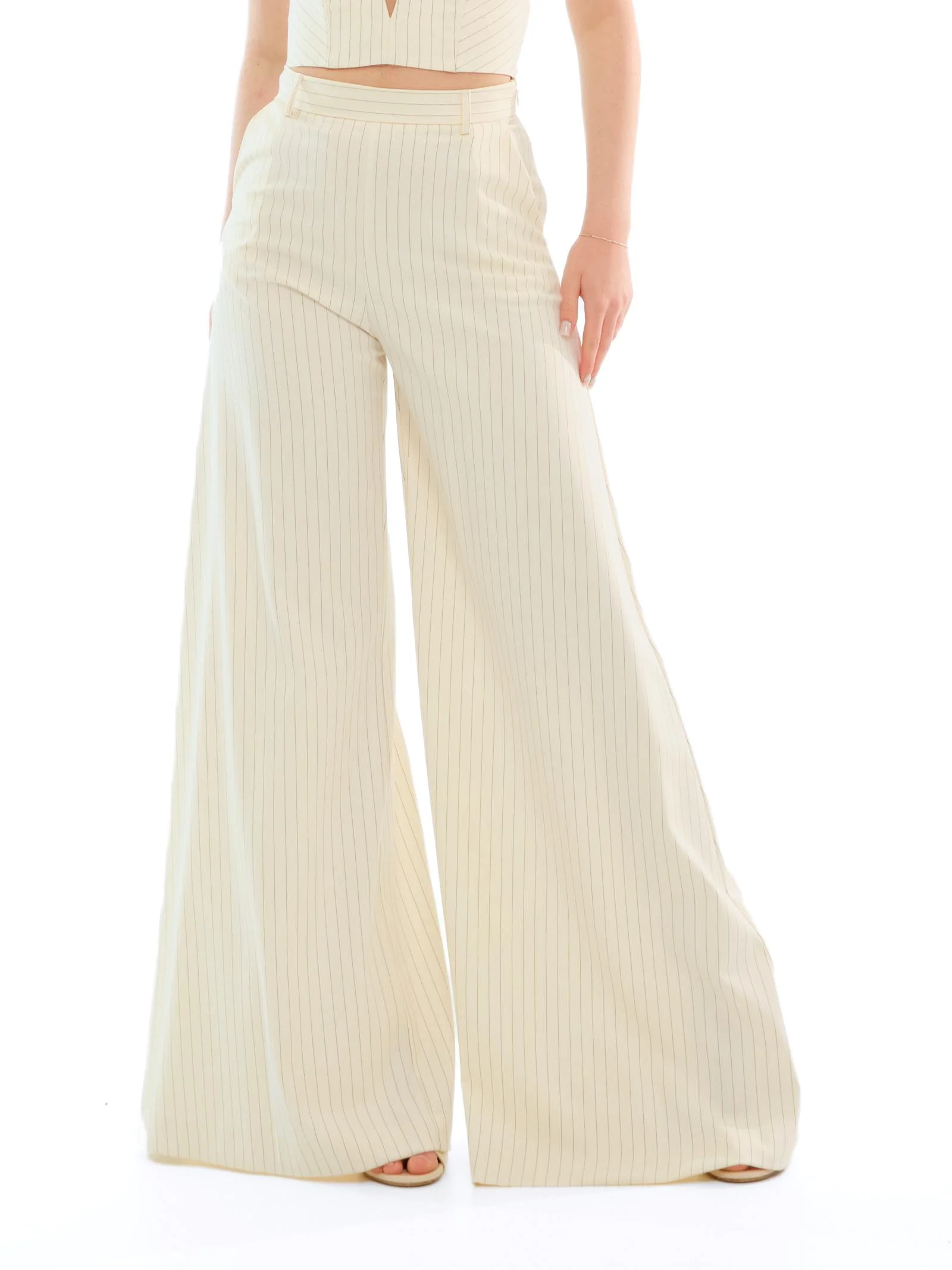 Pantalone "over stripe" Silence Limited crema