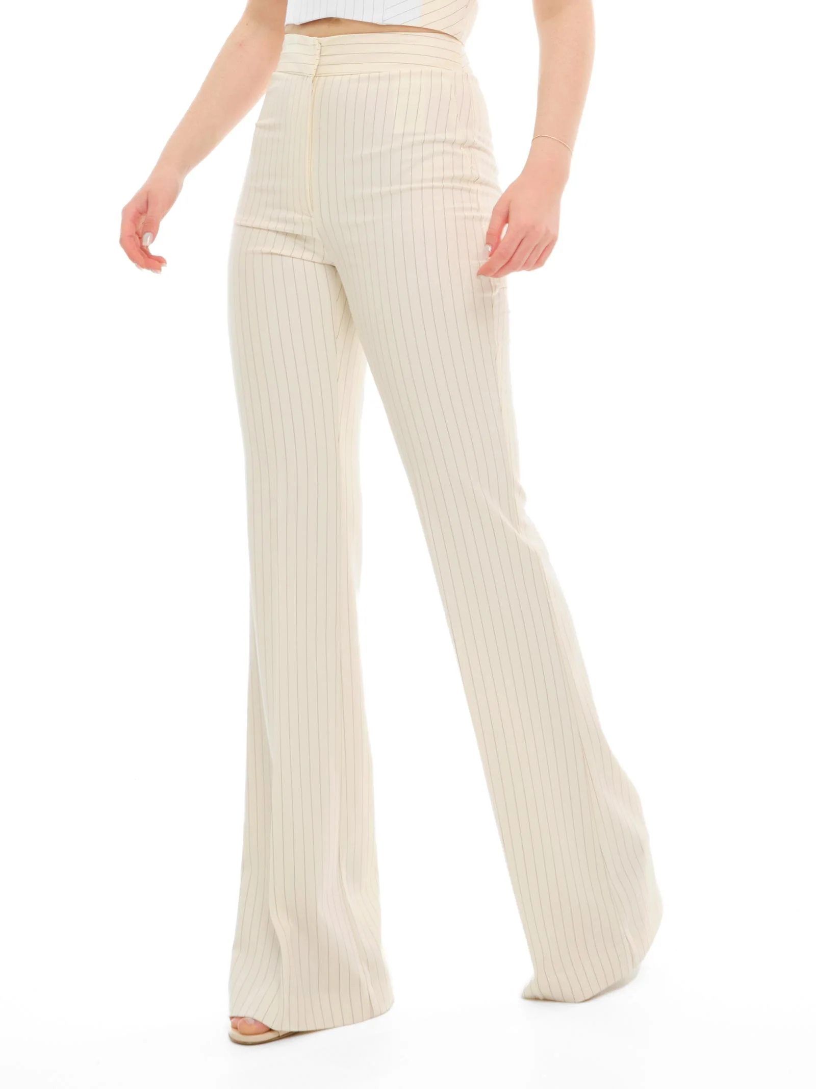 Pantalone "stripe" Silence Limited avorio con righe gessate - Image 2