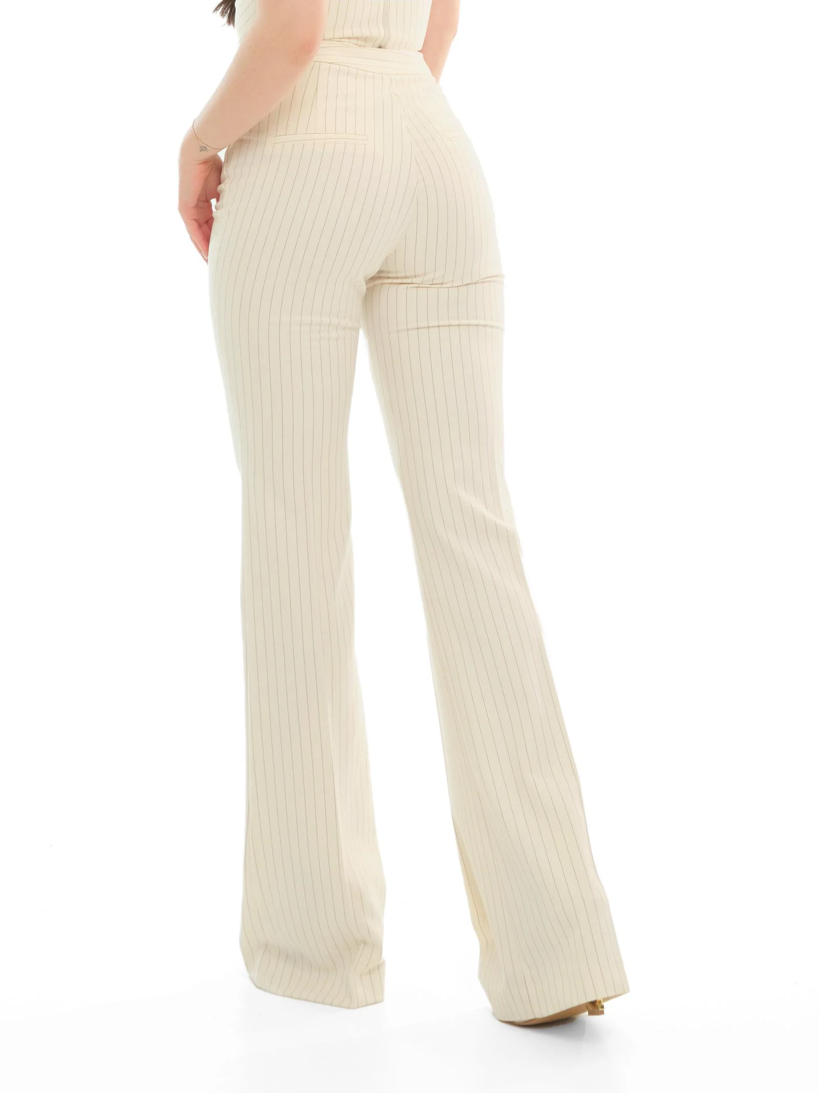 Pantalone "stripe" Silence Limited avorio con righe gessate - Image 3