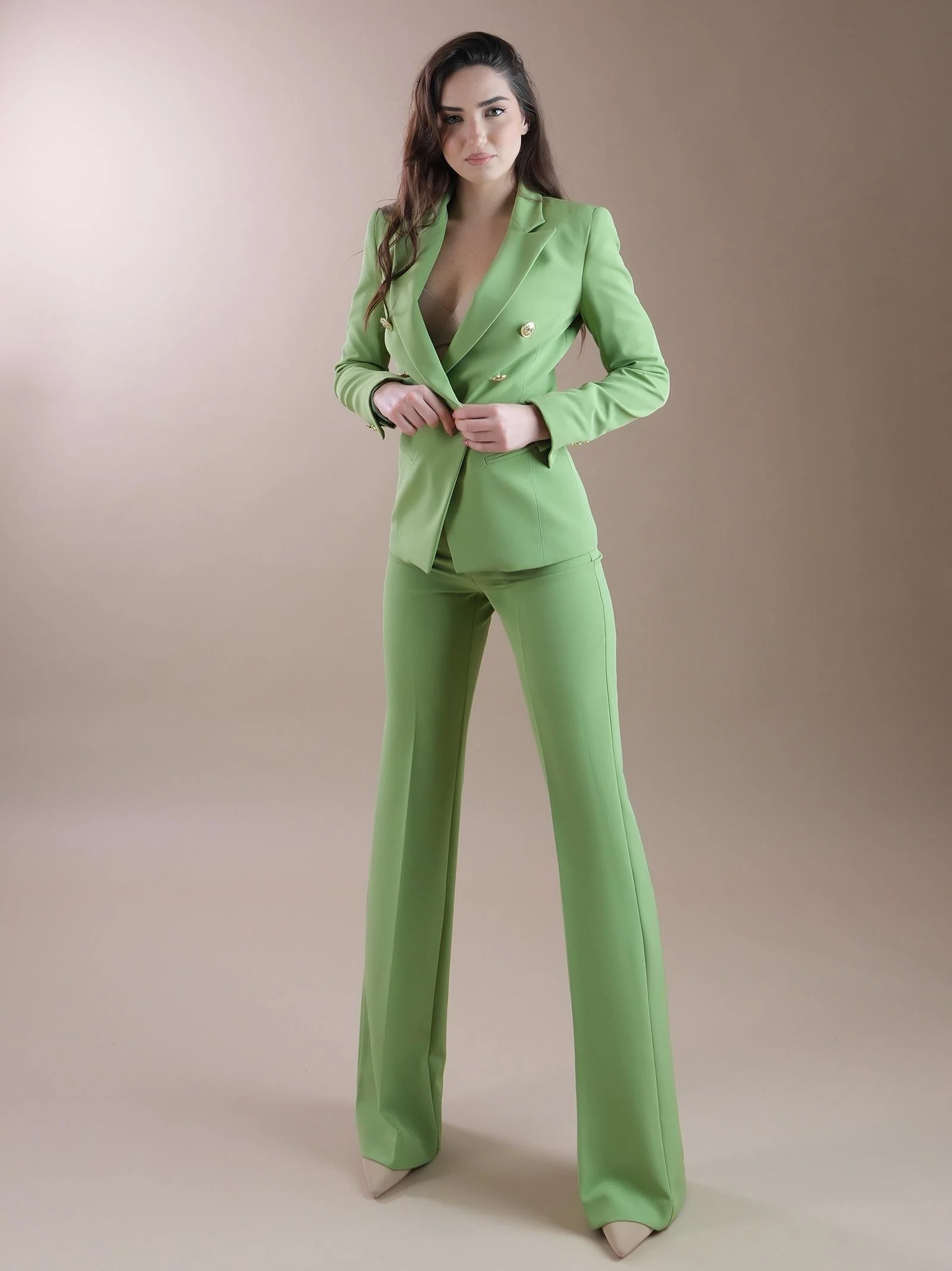 Pantaloni flare verde avocado - Image 4