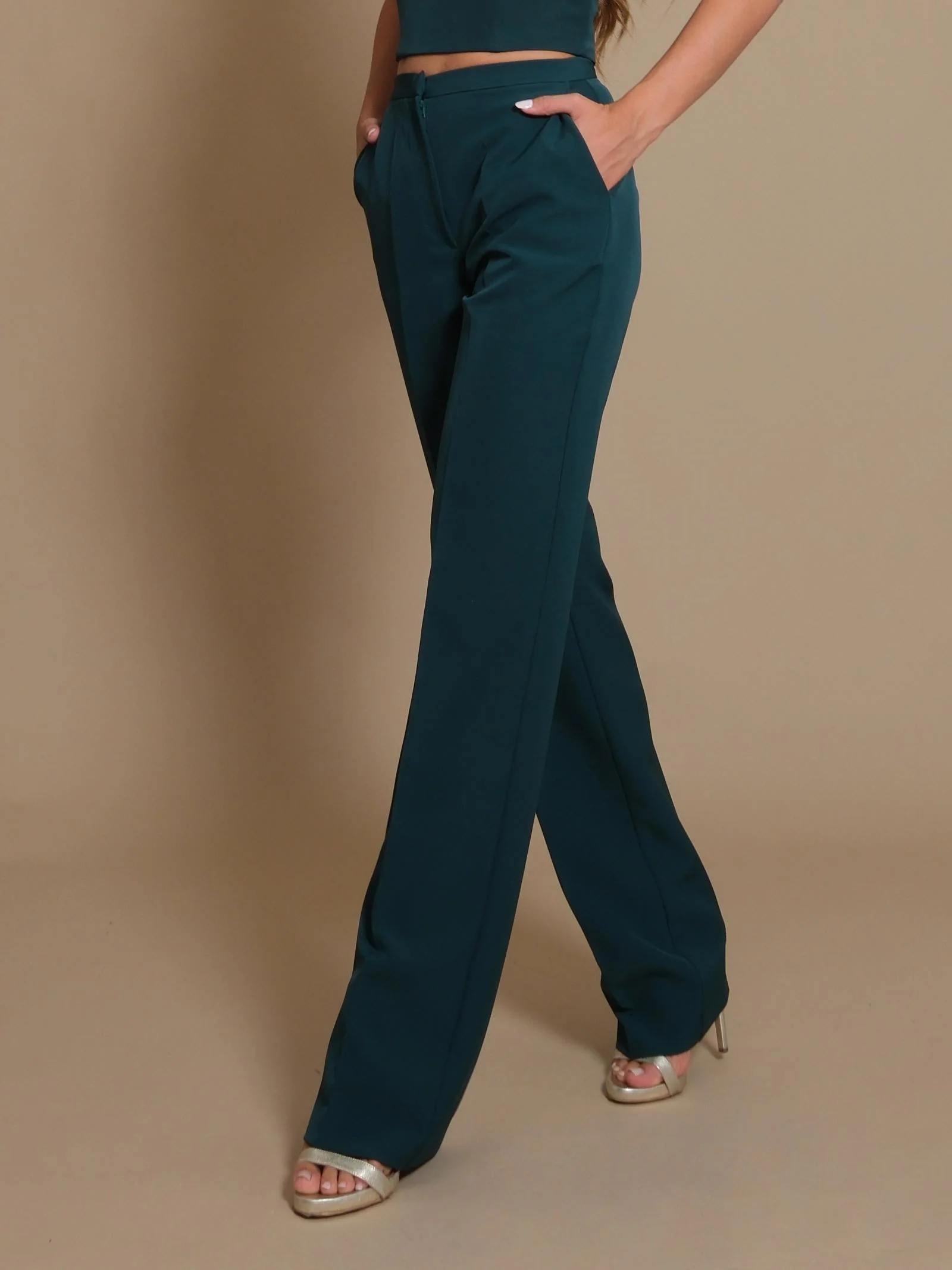 Pantaloni Silence Limited a palazzo basic bosco - Image 2
