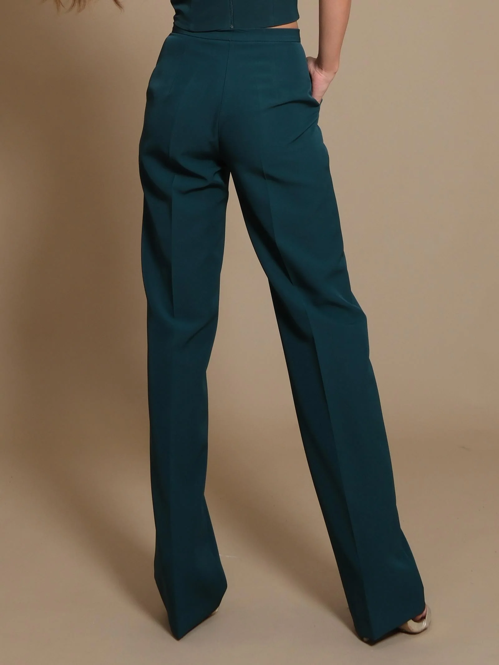 Pantaloni Silence Limited a palazzo basic bosco - Image 3