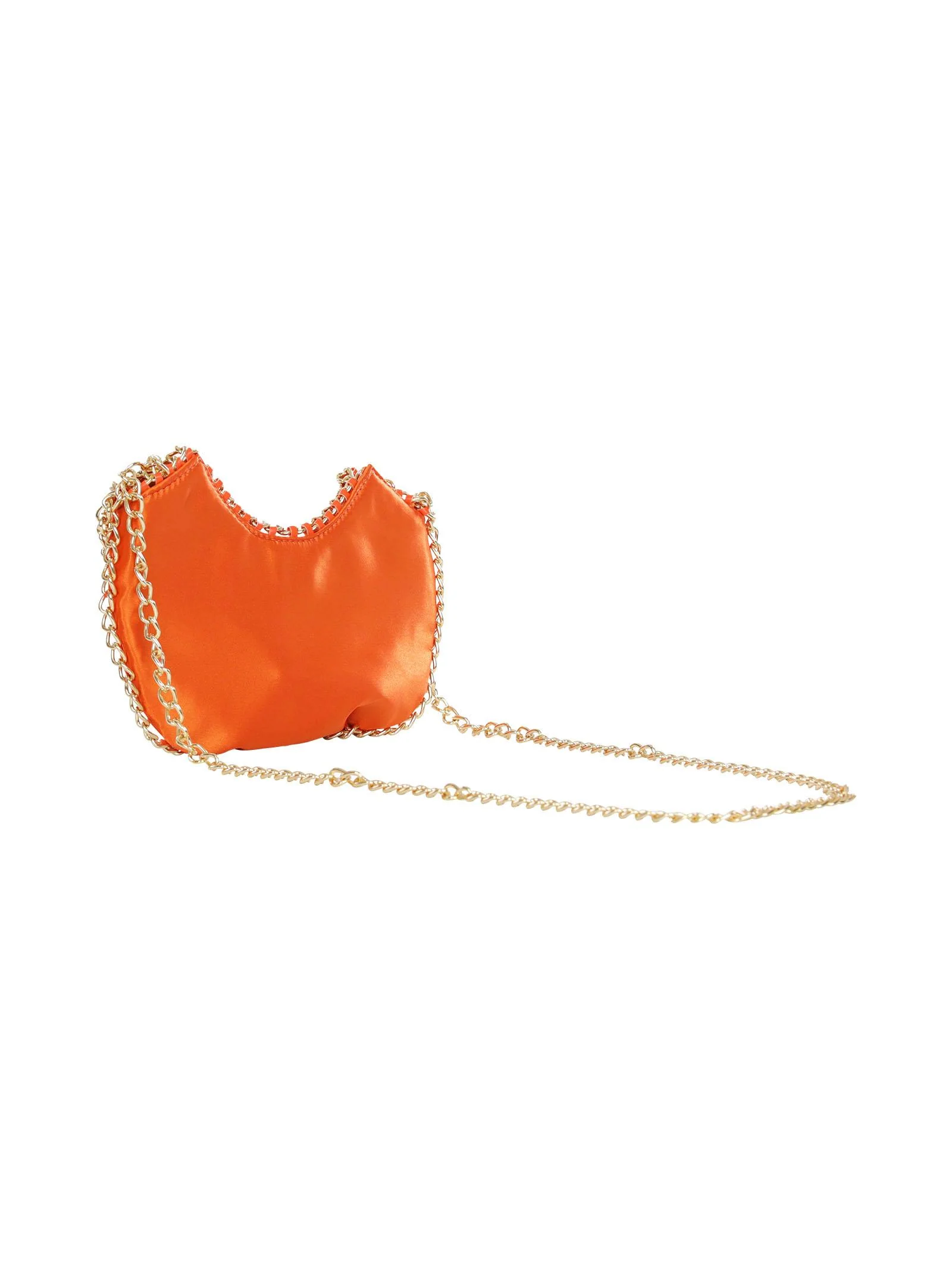 Pochette arancione in raso con manici a catena - Image 3