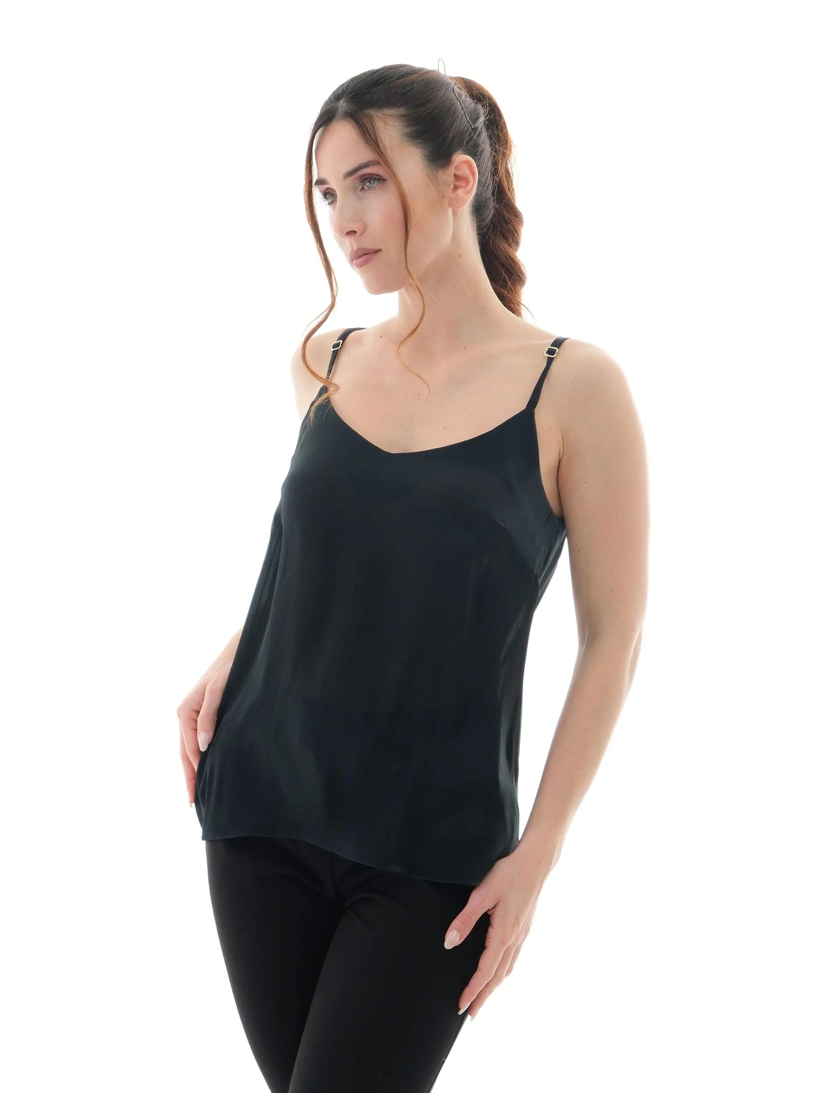 Top Silence Limited nero in raso - Image 2