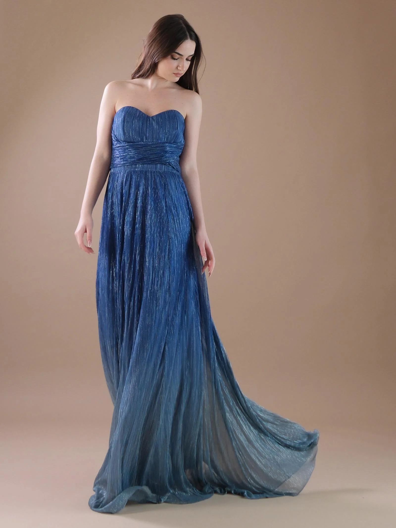 Xena Dress a fascia con degradè blu e lurex - Image 2