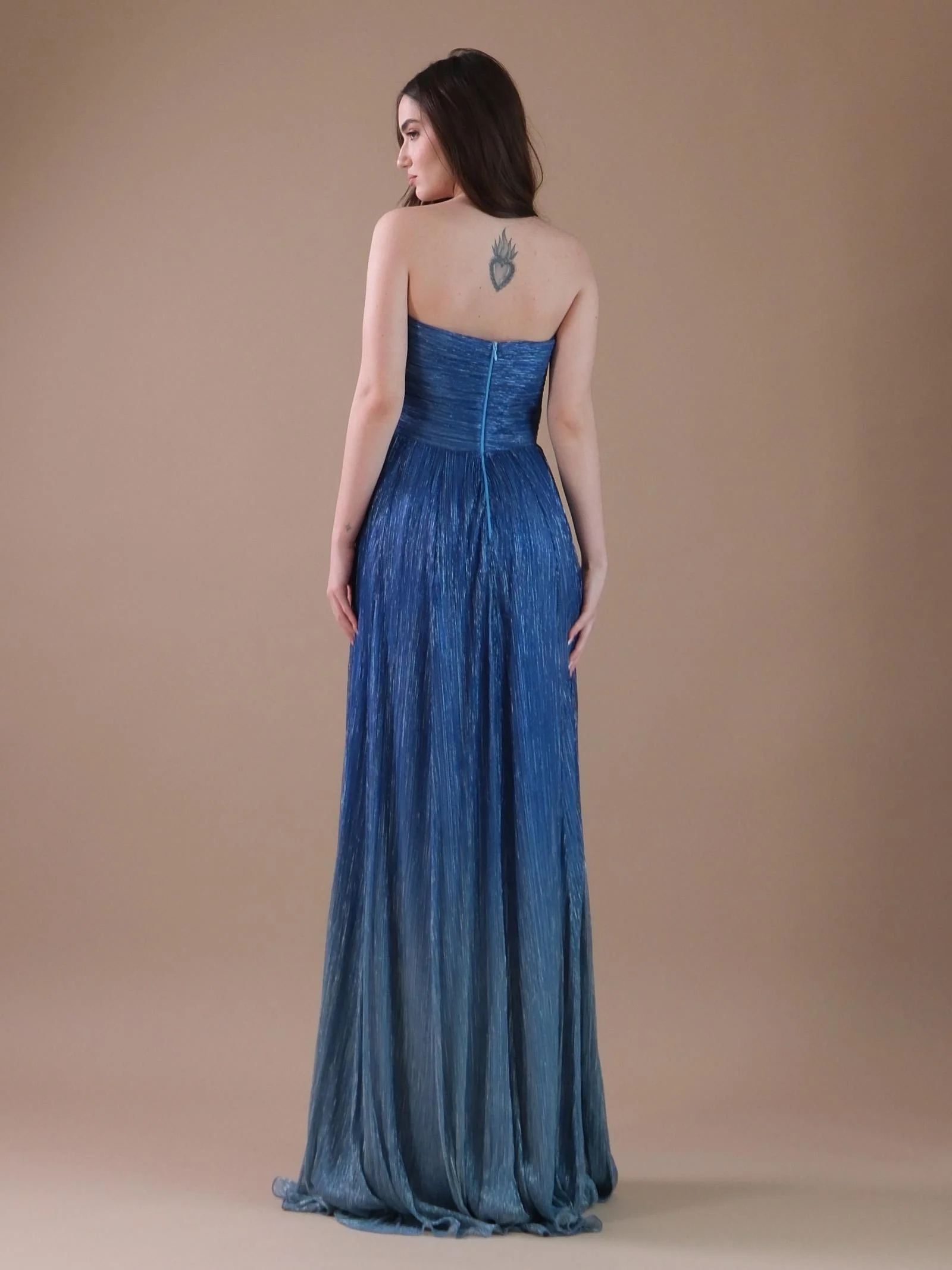 Xena Dress a fascia con degradè blu e lurex - Image 3